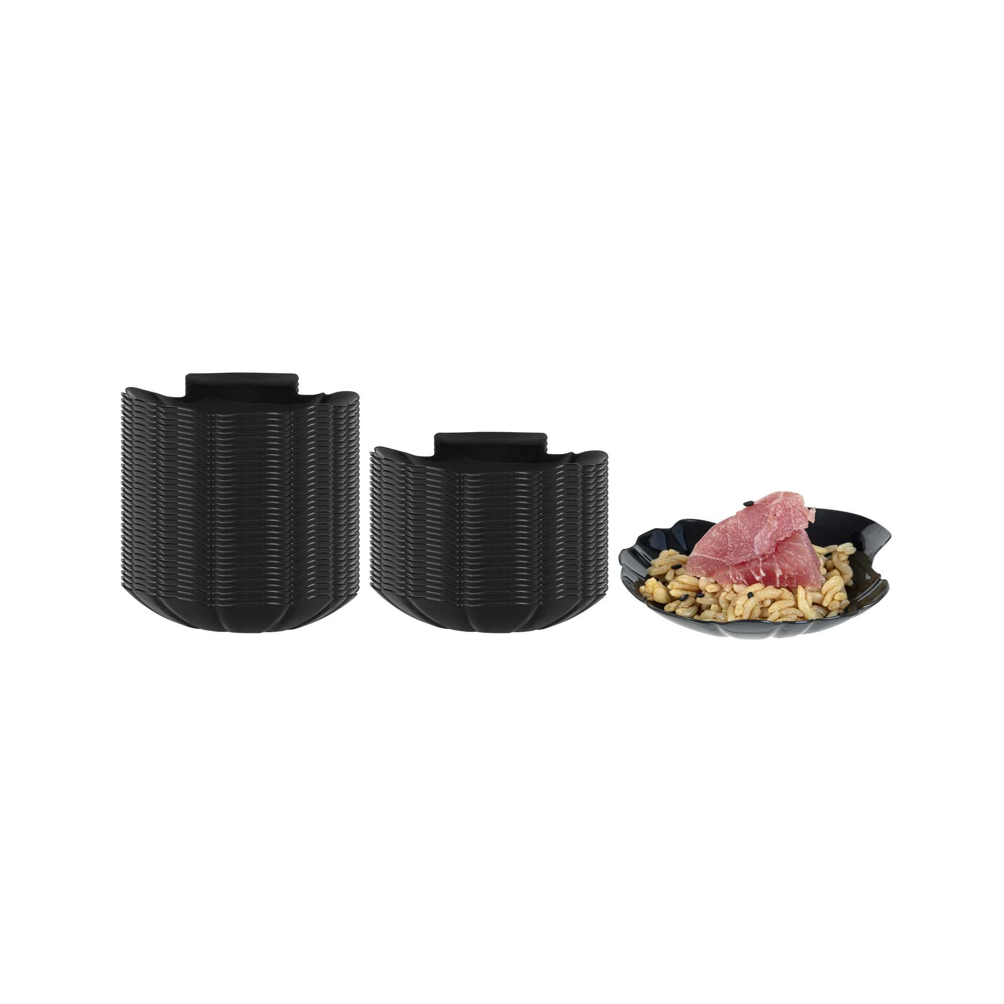 Mini Serve Black Plastic Shell Plate - 3 1/4" x 3 1/4" x 1/2" - 100 count box