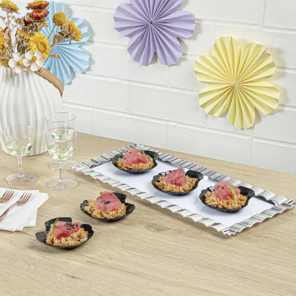 Mini Serve Black Plastic Shell Plate - 3 1/4" x 3 1/4" x 1/2" - 100 count box