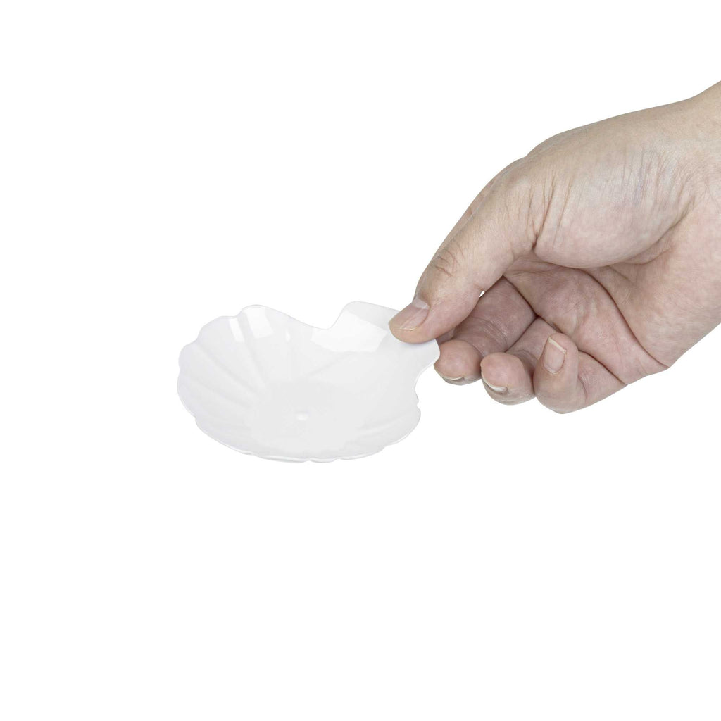 Mini Serve White Plastic Shell Plate - 3 1/4" x 3 1/4" x 1/2" - 100 count box