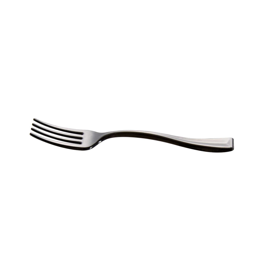 Mini Serve Black Plastic Mini Fork - 4" - 100 count box