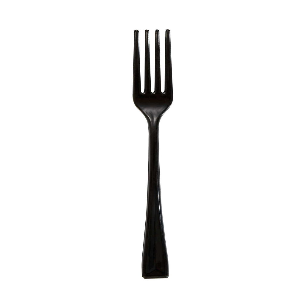 Mini Serve Black Plastic Mini Fork - 4" - 100 count box