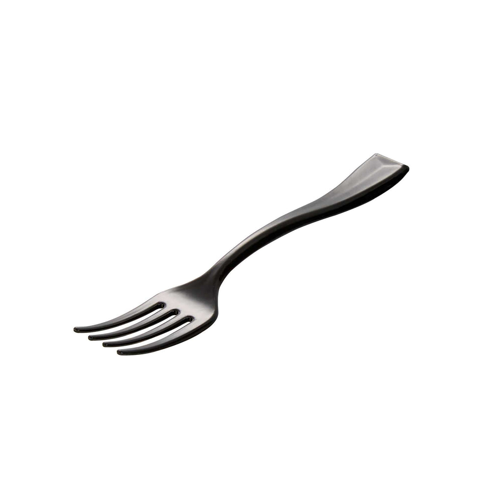 Mini Serve Black Plastic Mini Fork - 4" - 100 count box