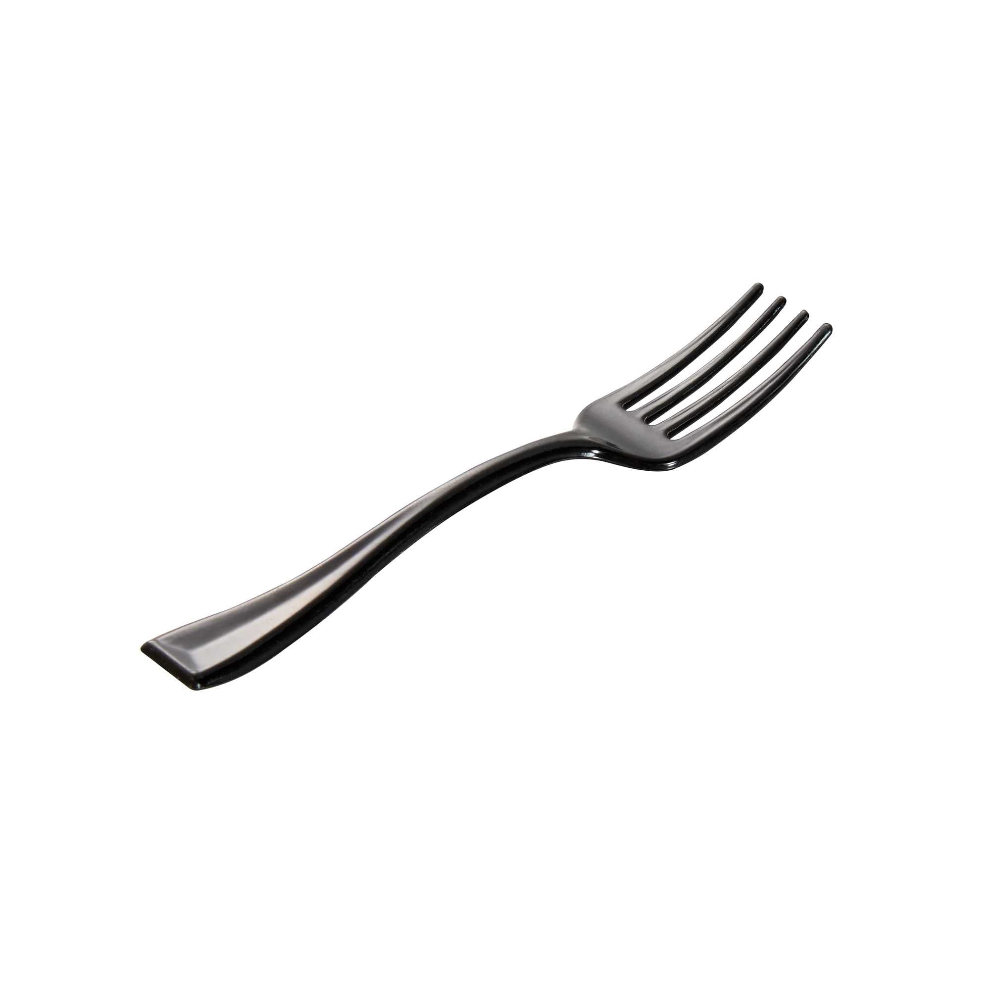 Mini Serve Black Plastic Mini Fork - 4" - 100 count box