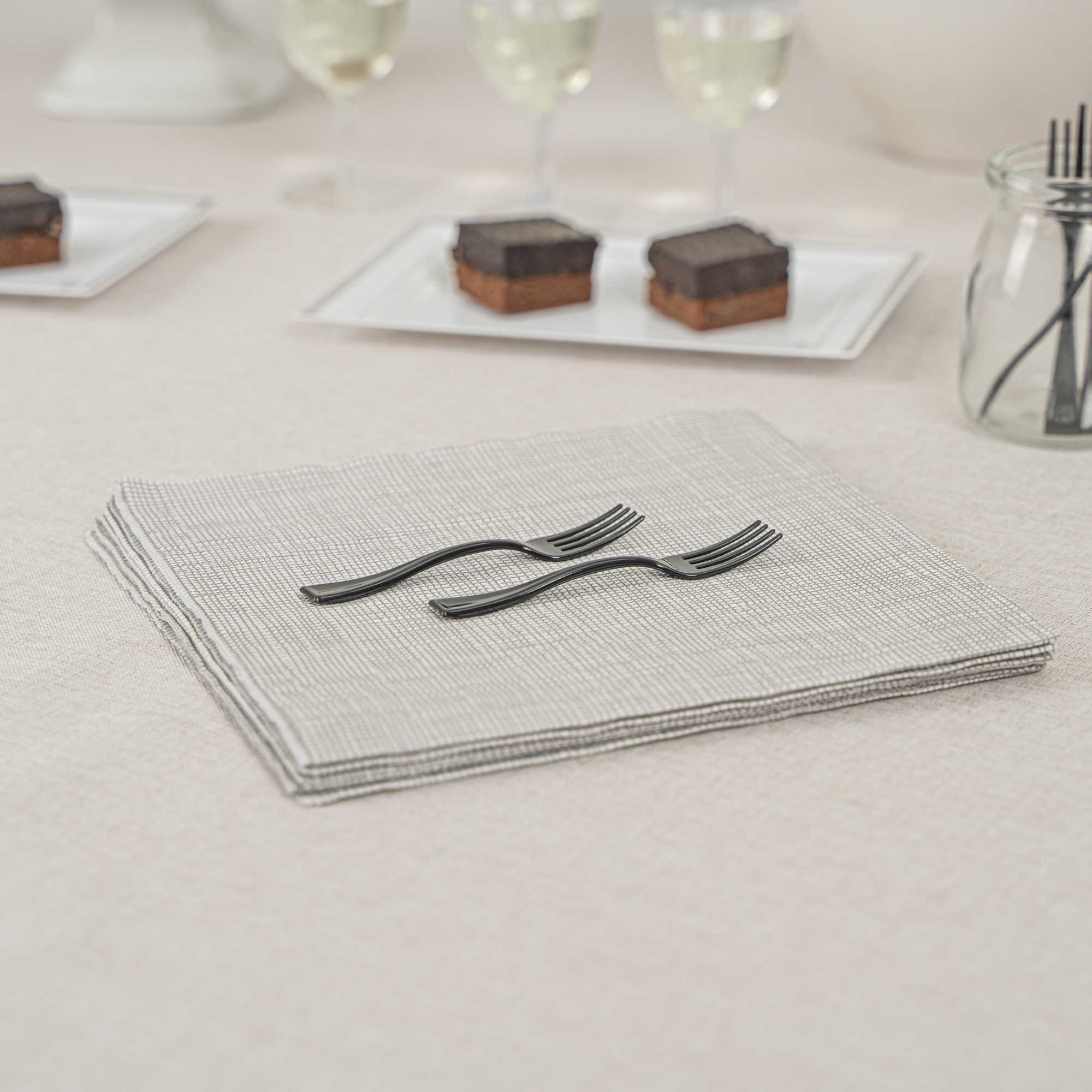 Mini Serve Black Plastic Mini Fork - 4" - 100 count box