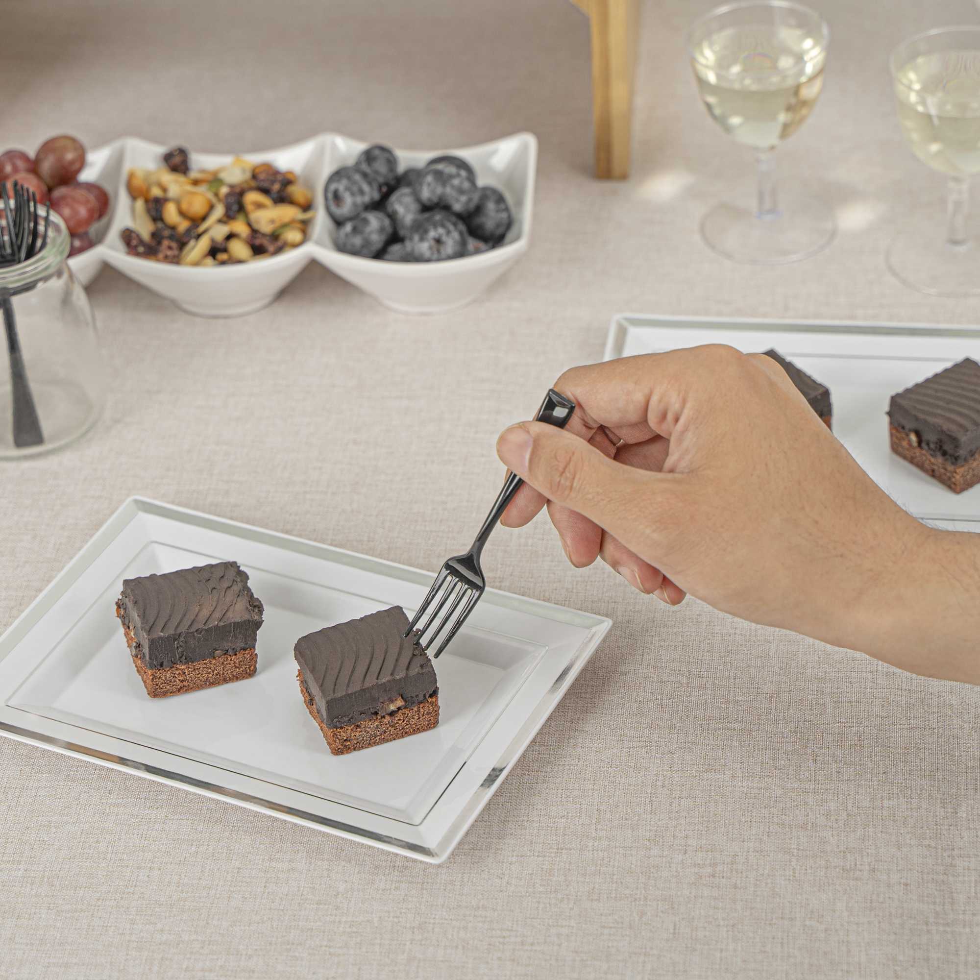 Mini Serve Black Plastic Mini Fork - 4" - 100 count box