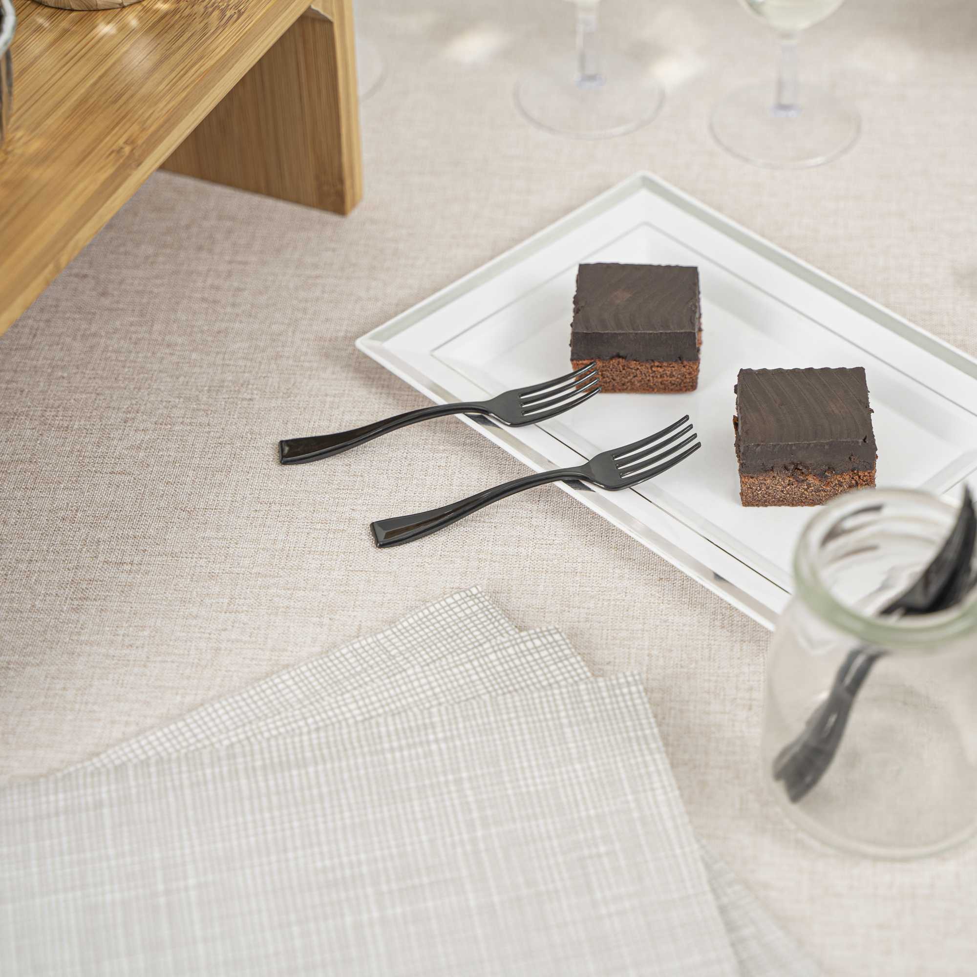 Mini Serve Black Plastic Mini Fork - 4" - 100 count box
