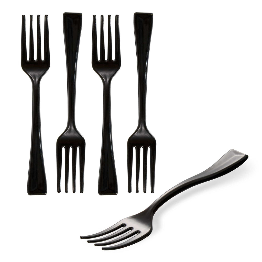 Mini Serve Black Plastic Mini Fork - 4" - 500 count box