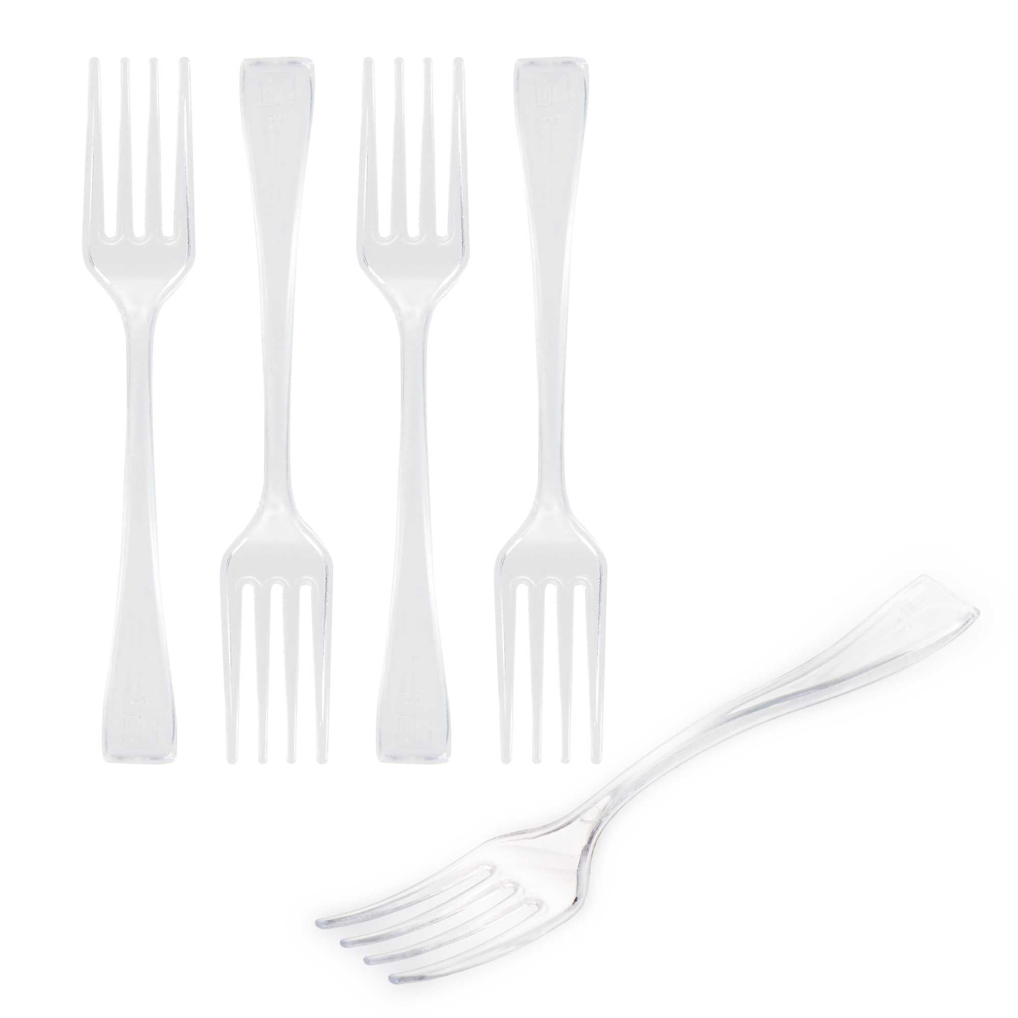 Mini Serve Clear Plastic Mini Fork - 4" - 100 count box