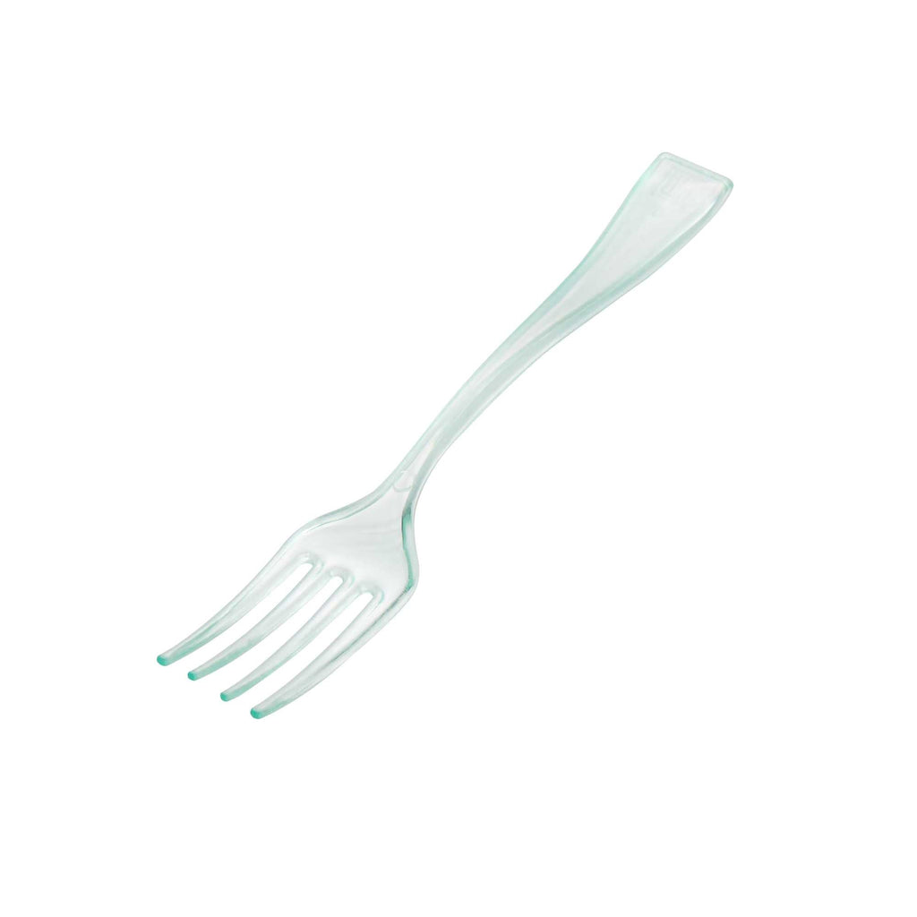 Mini Serve Seagreen Plastic Mini Fork - 4" - 100 count box