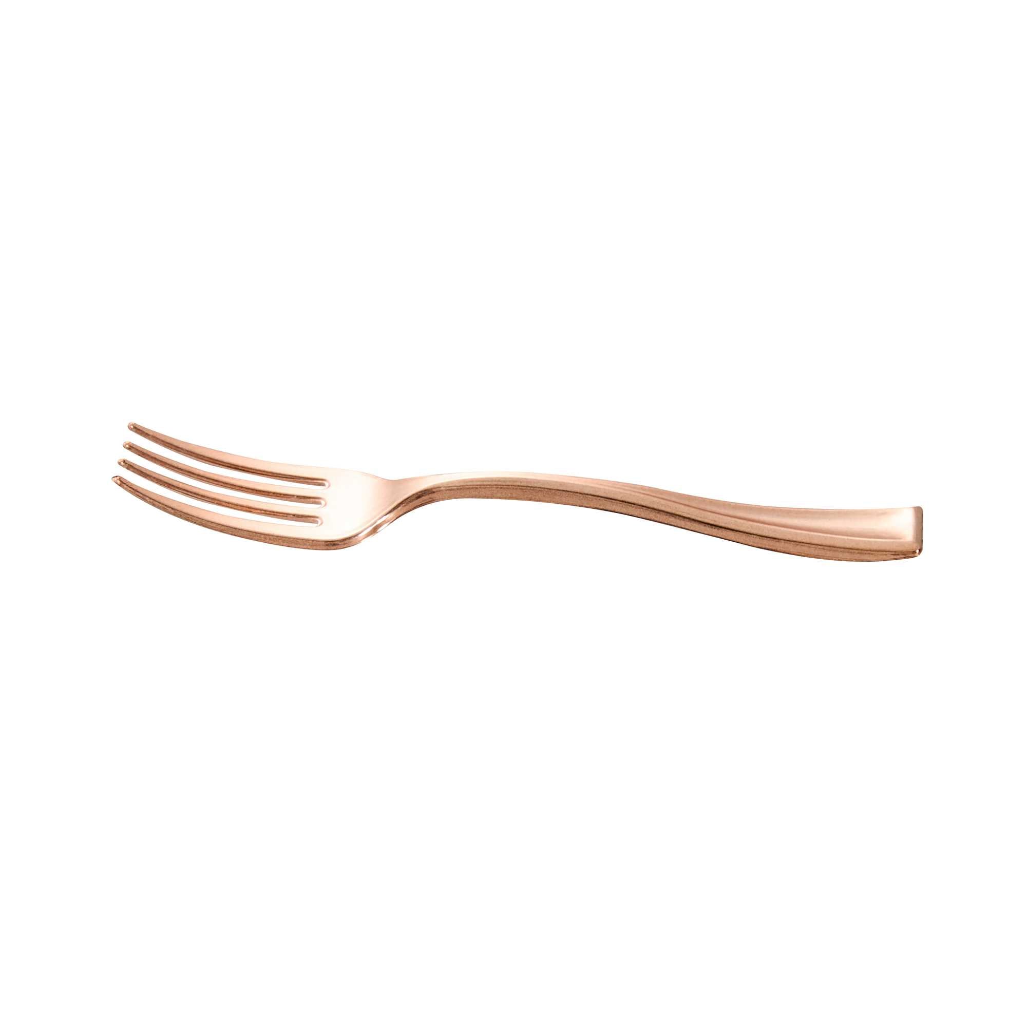 Mini Serve Rose Gold Plastic Mini Fork - 4" - 100 count box