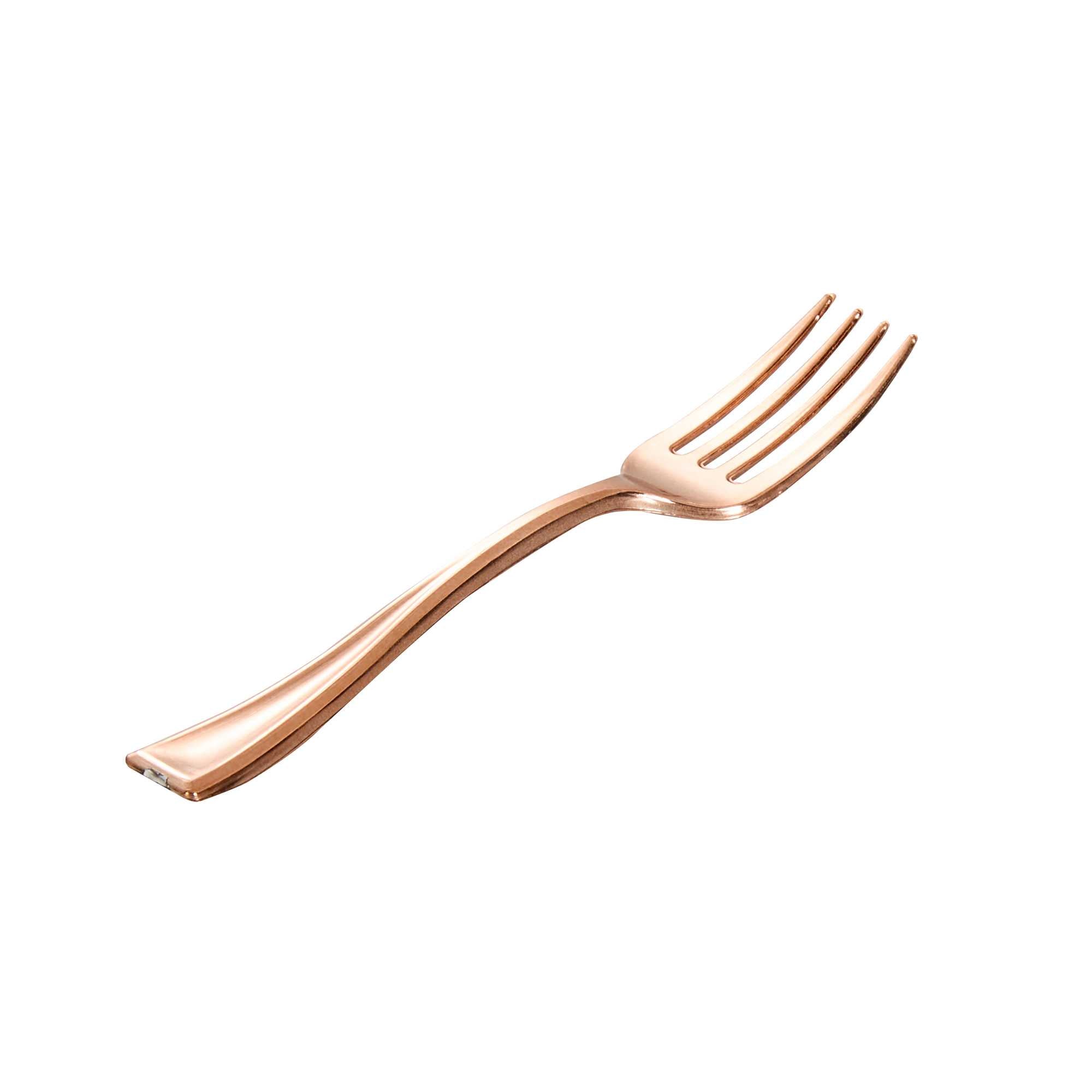 Mini Serve Rose Gold Plastic Mini Fork - 4" - 100 count box