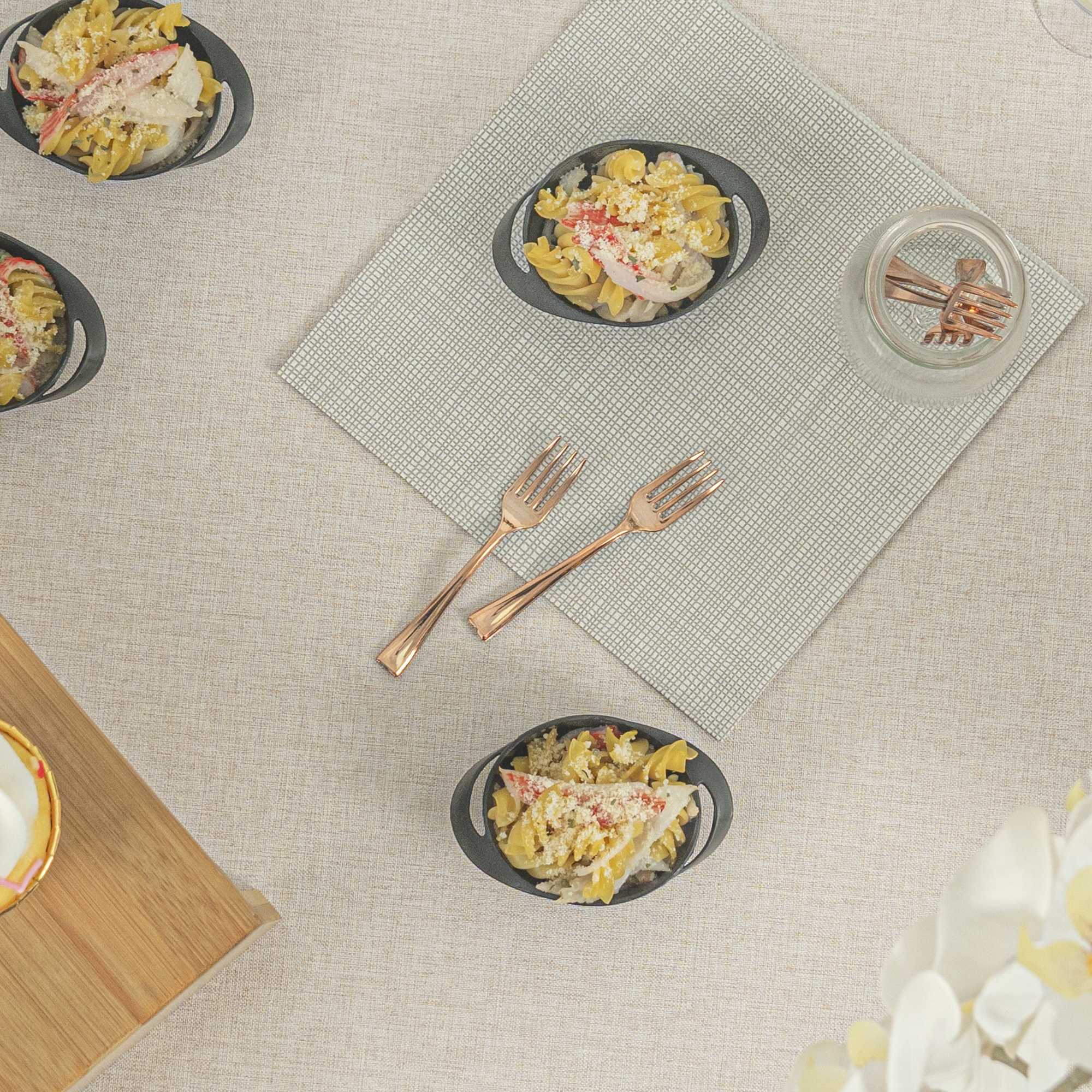 Mini Serve Rose Gold Plastic Mini Fork - 4" - 100 count box
