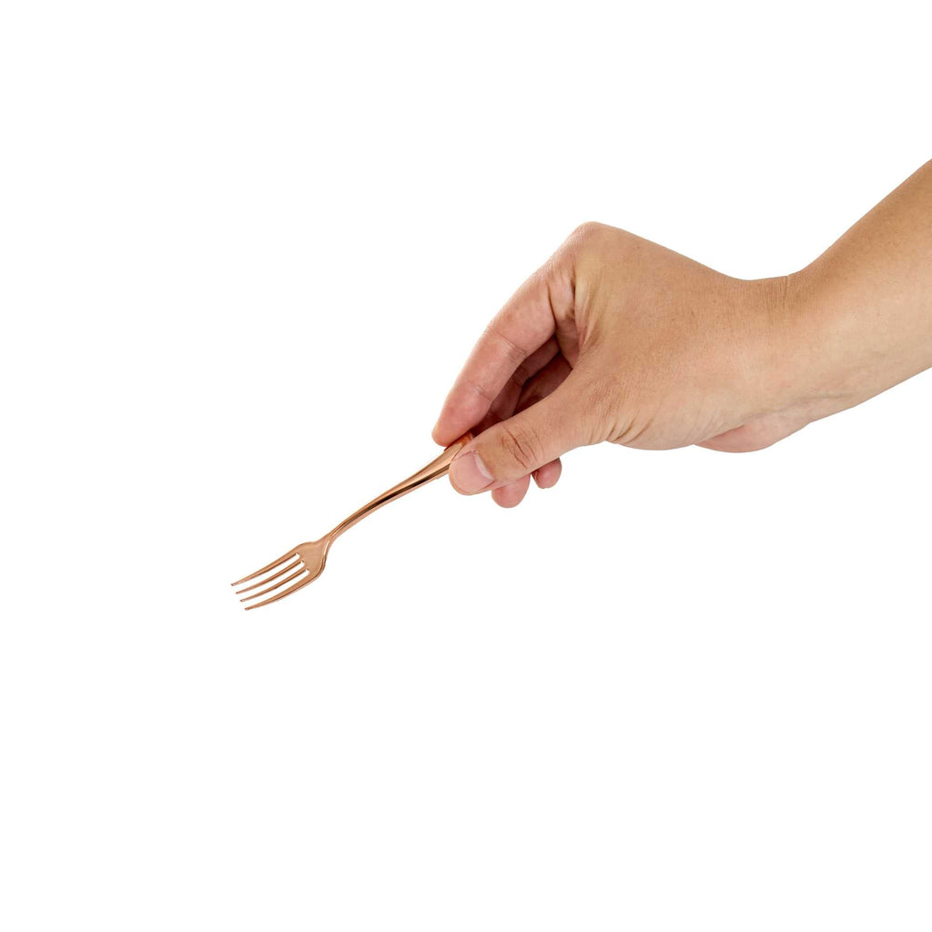 Mini Serve Rose Gold Plastic Mini Fork - 4" - 500 count box