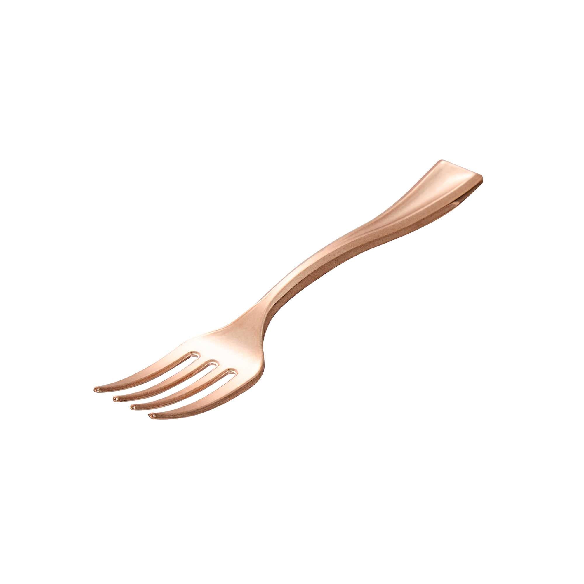 Mini Serve Rose Gold Plastic Mini Fork - 4" - 500 count box