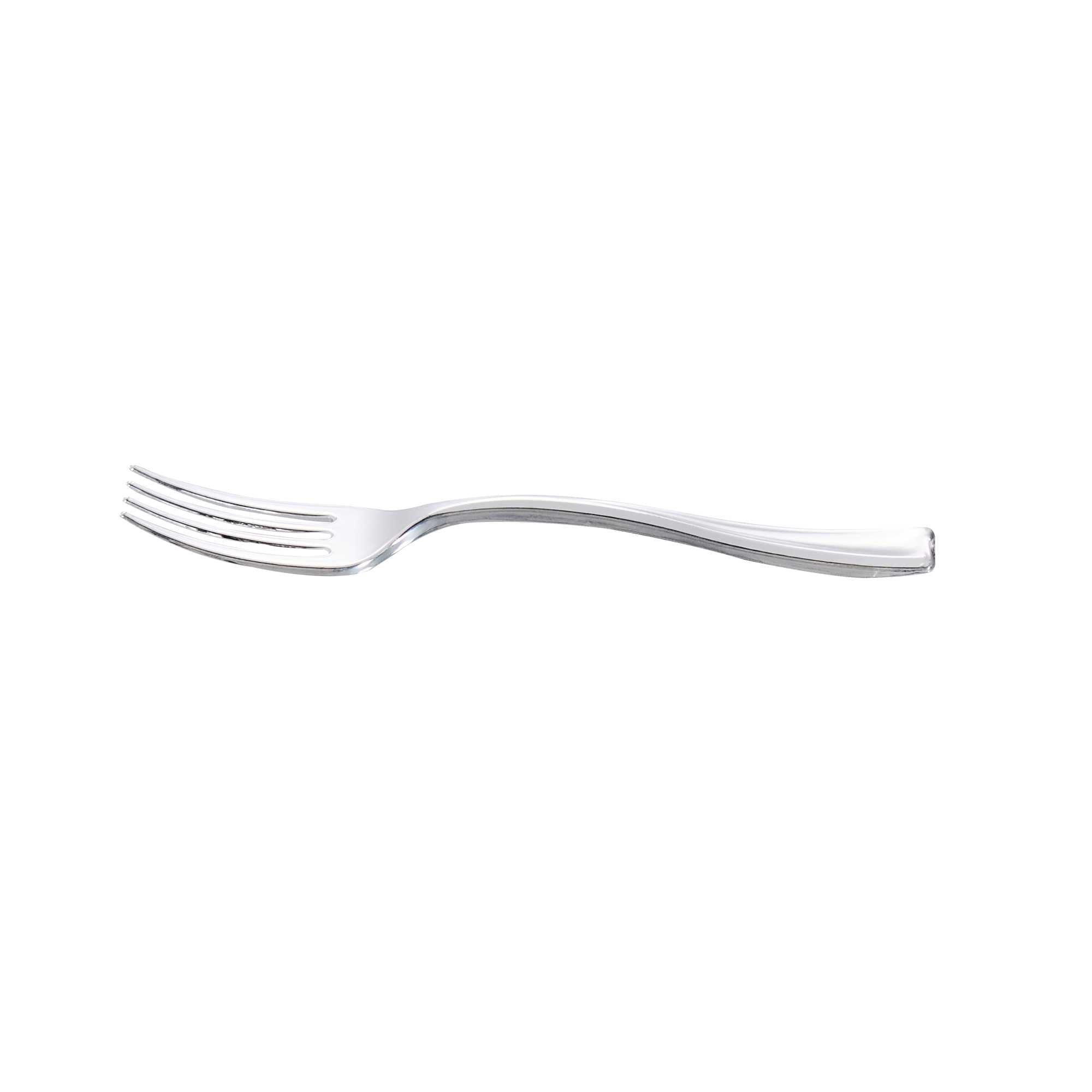 Mini Serve Silver Plastic Mini Fork - 4" - 100 count box