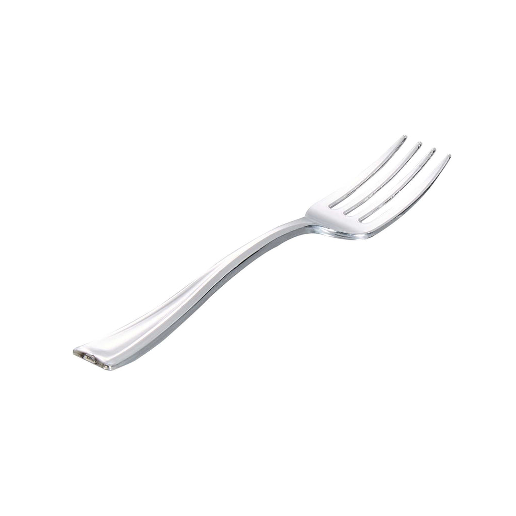 Mini Serve Silver Plastic Mini Fork - 4" - 500 count box