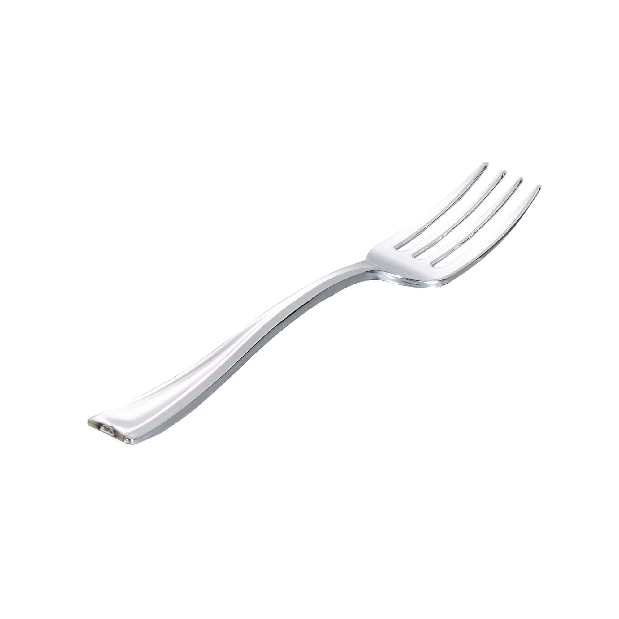 Mini Serve Silver Plastic Mini Fork - 4" - 500 count box
