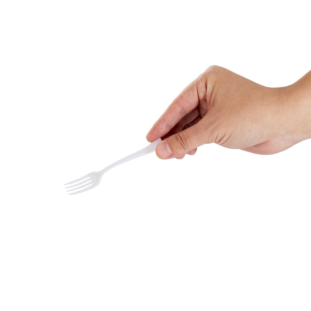 Mini Serve White Plastic Mini Fork - 4" - 100 count box