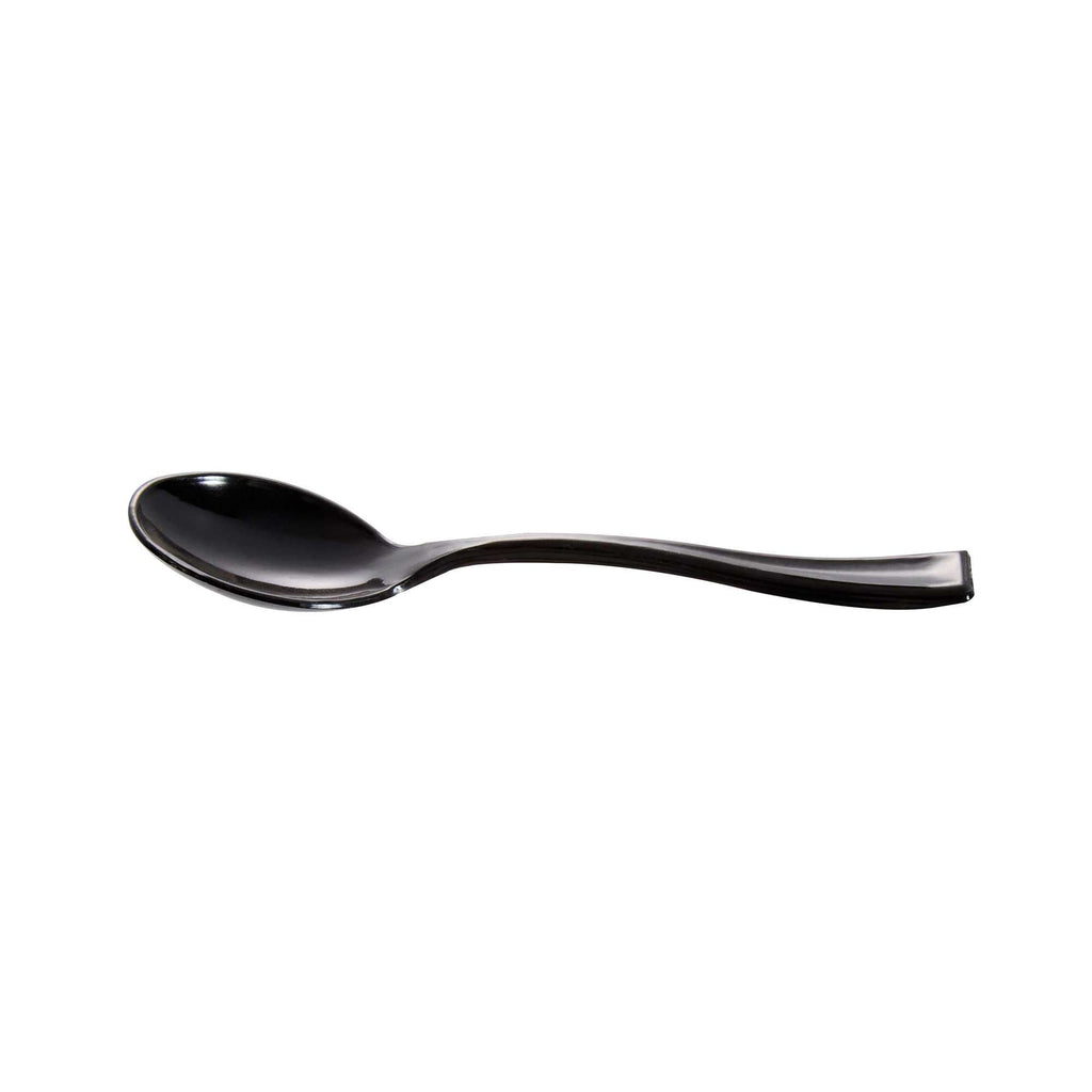 Mini Serve Black Plastic Mini Spoon - 4" - 500 count box
