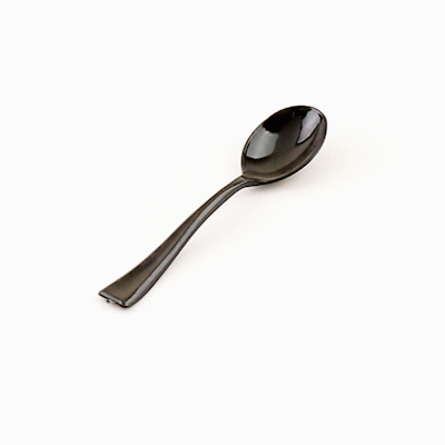 Mini Serve Black Plastic Mini Spoon - 4" - 100 count box