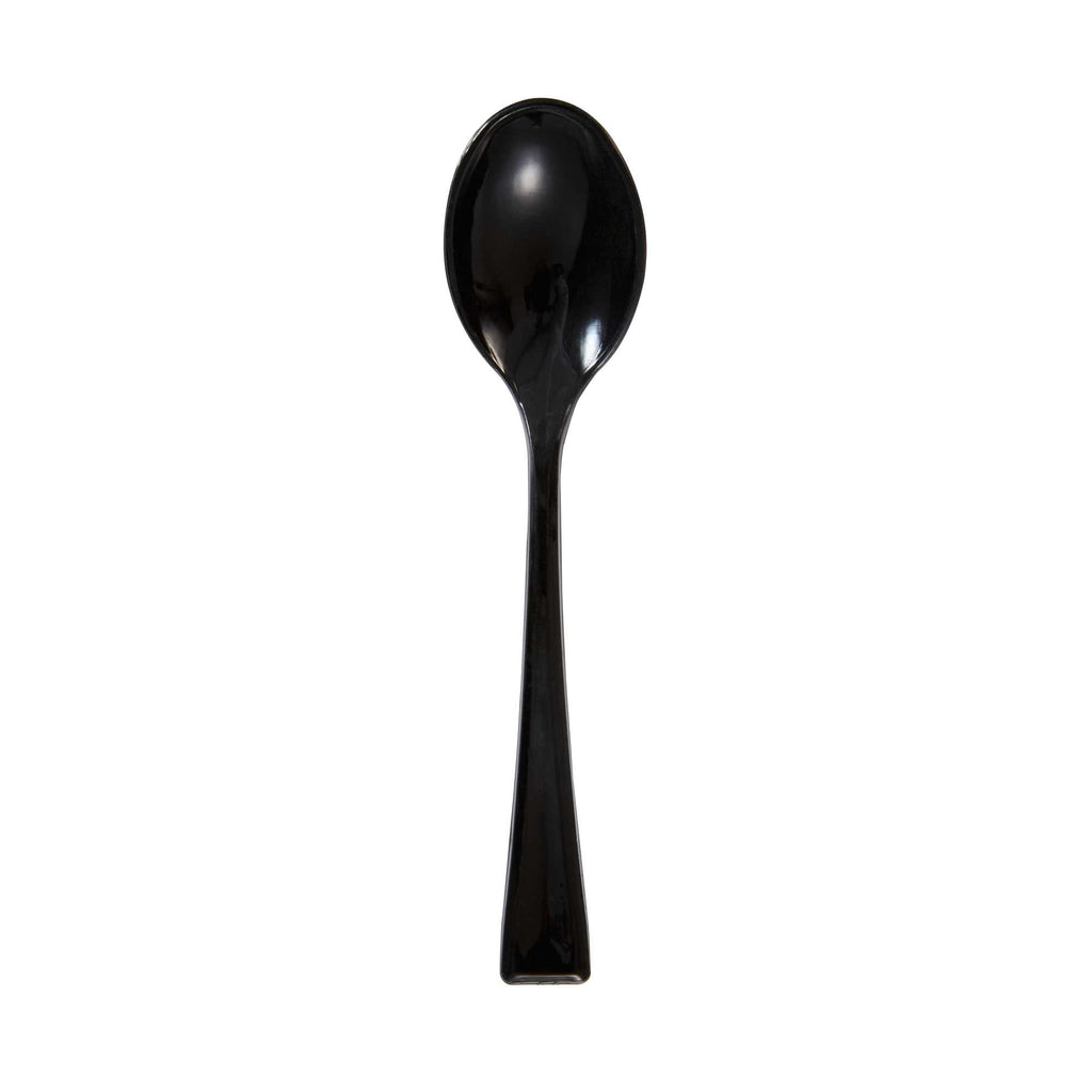Mini Serve Black Plastic Mini Spoon - 4" - 100 count box