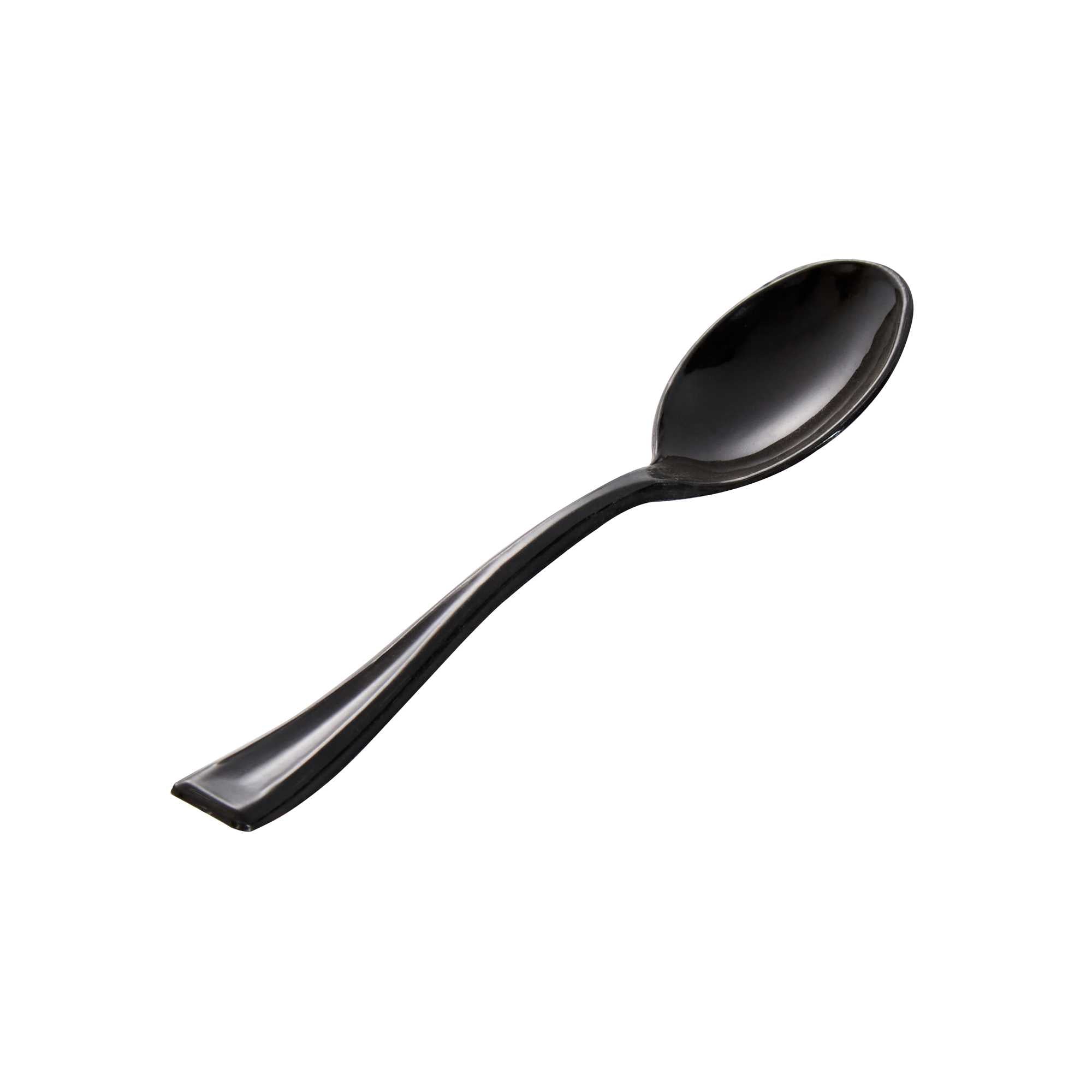 Mini Serve Black Plastic Mini Spoon - 4" - 100 count box