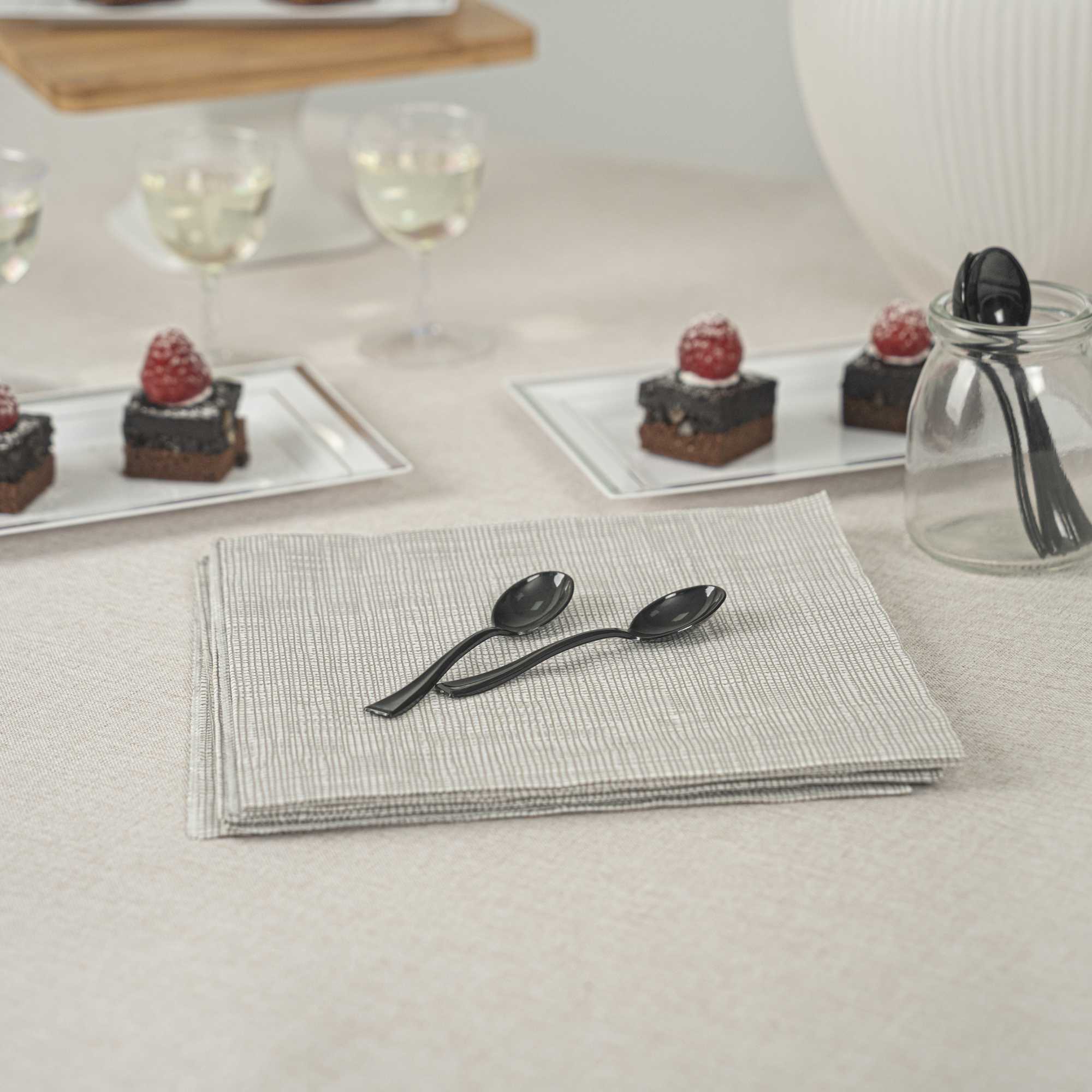 Mini Serve Black Plastic Mini Spoon - 4" - 100 count box