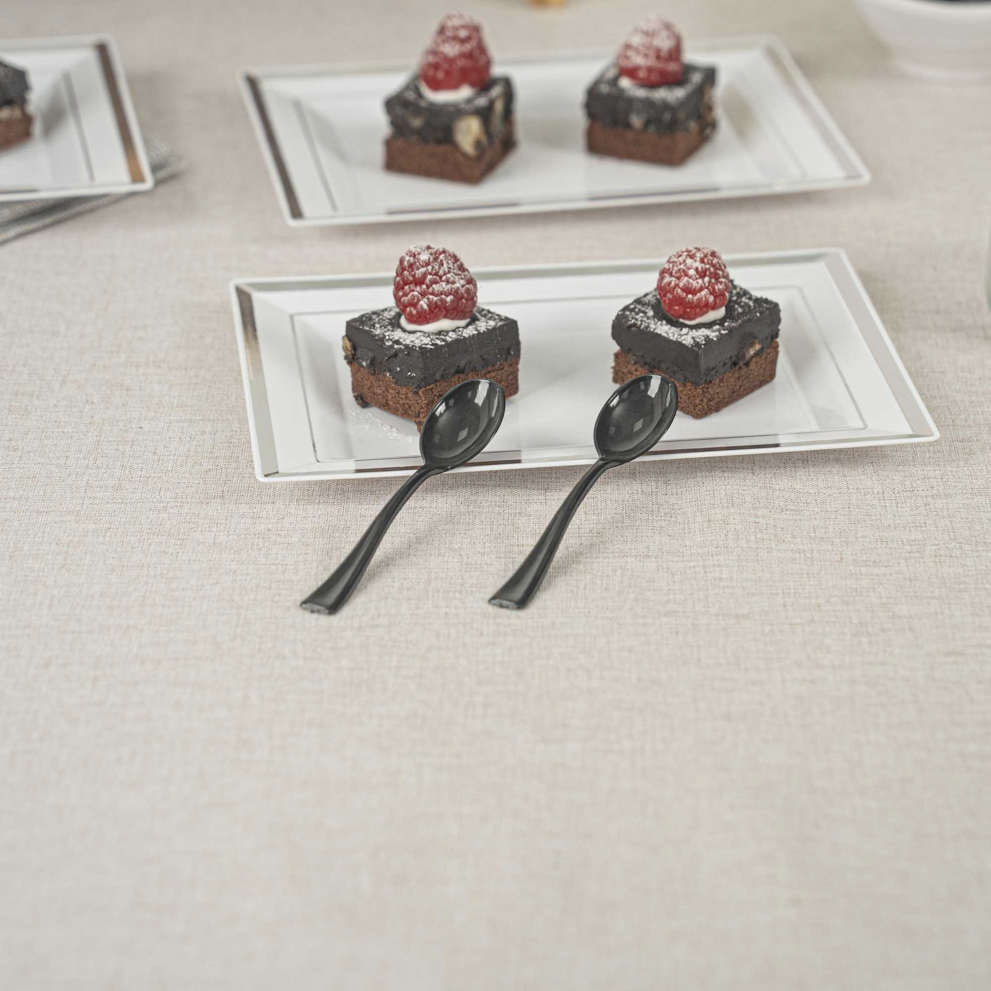 Mini Serve Black Plastic Mini Spoon - 4" - 100 count box