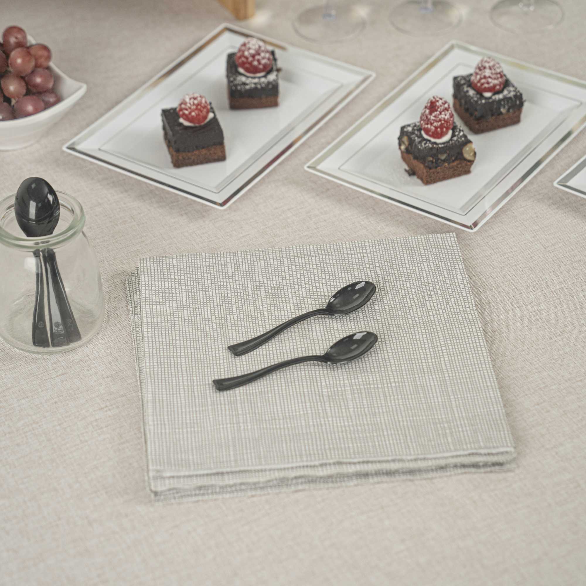 Mini Serve Black Plastic Mini Spoon - 4" - 100 count box