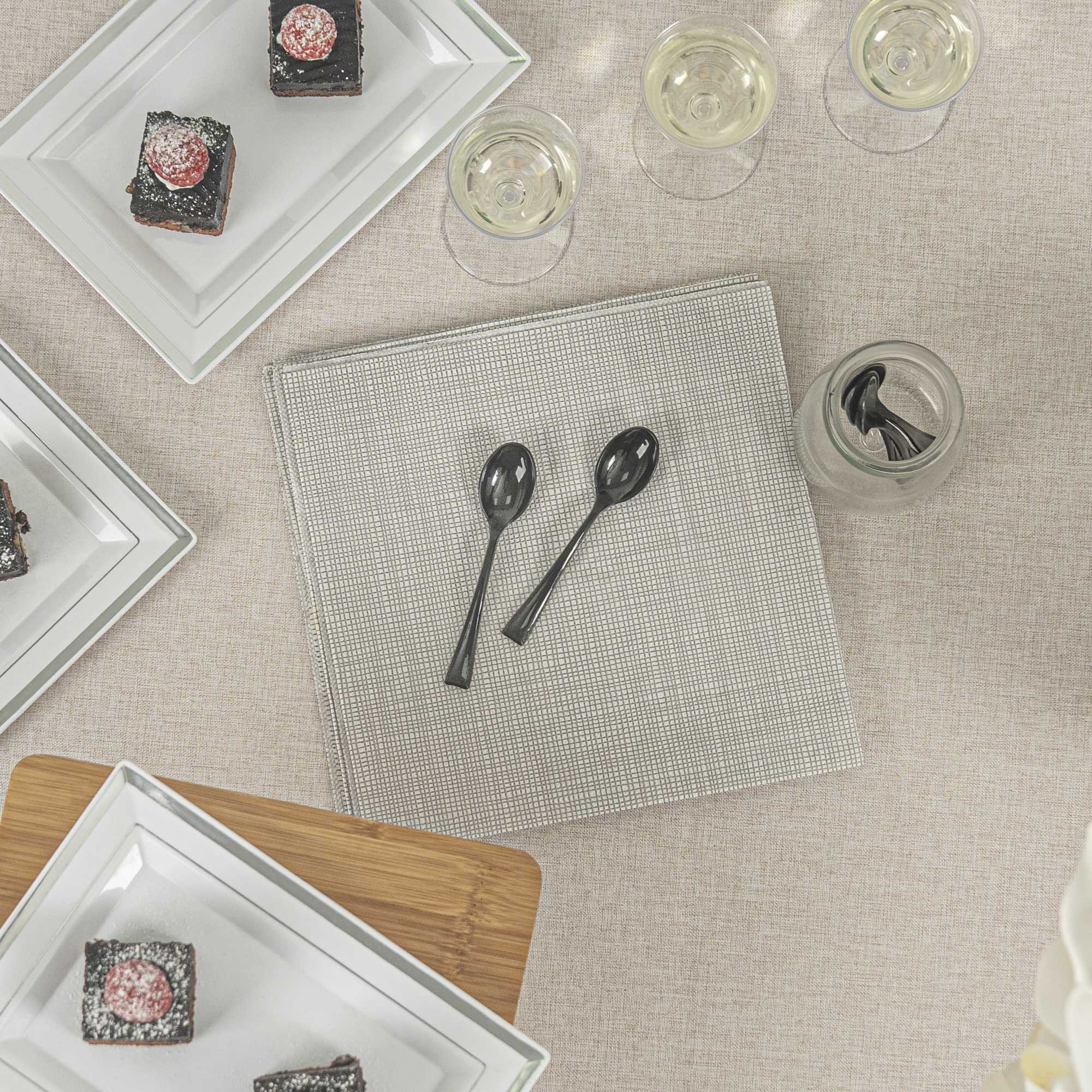 Mini Serve Black Plastic Mini Spoon - 4" - 100 count box