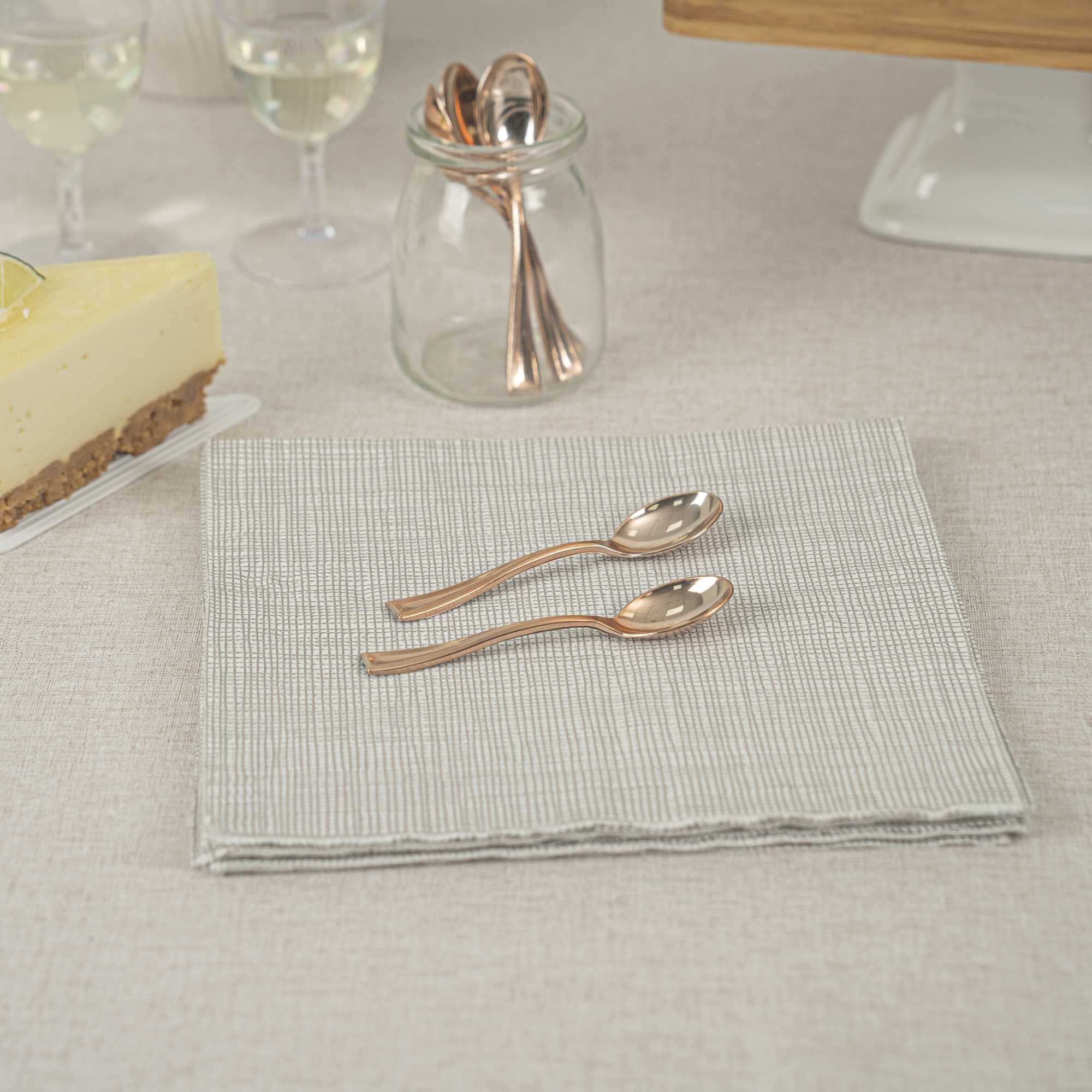 Mini Serve Rose Gold Plastic Mini Spoon - 4" - 100 count box