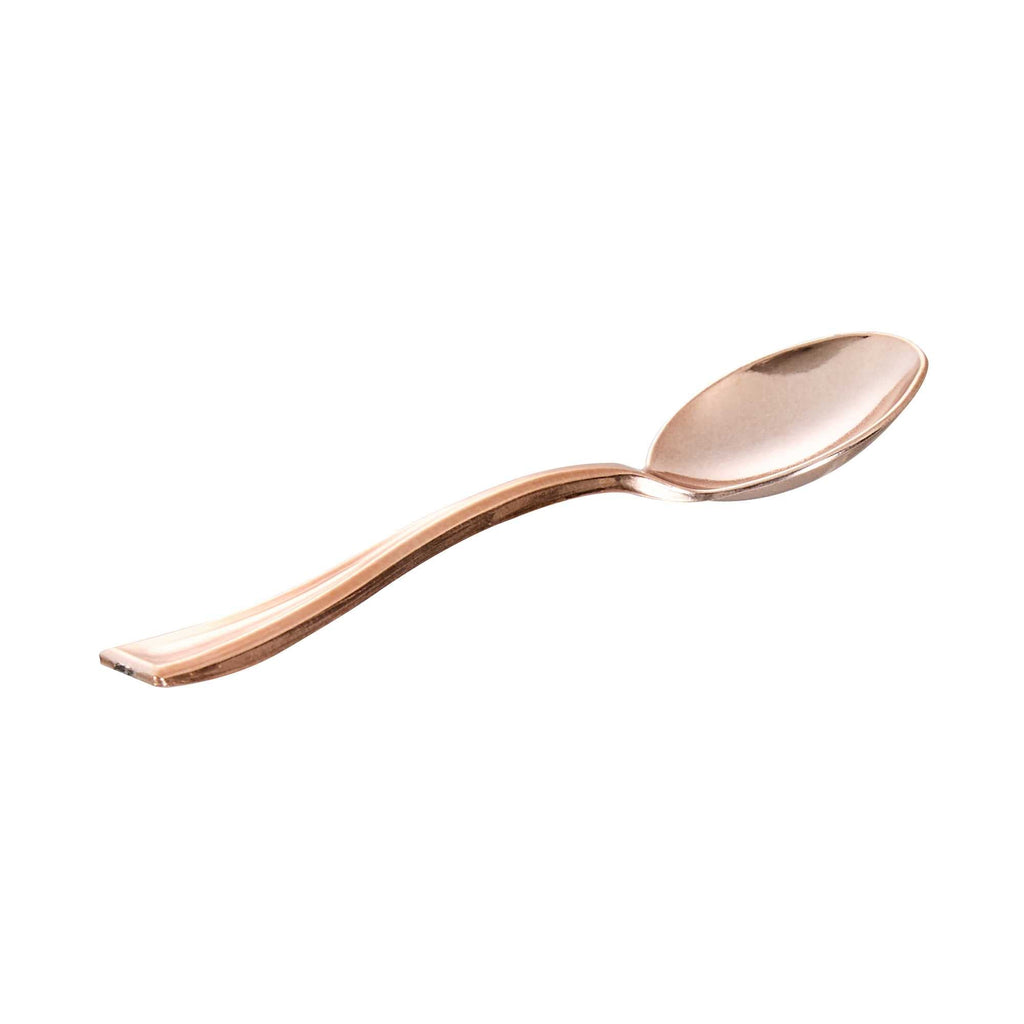 Mini Serve Rose Gold Plastic Mini Spoon - 4" - 100 count box