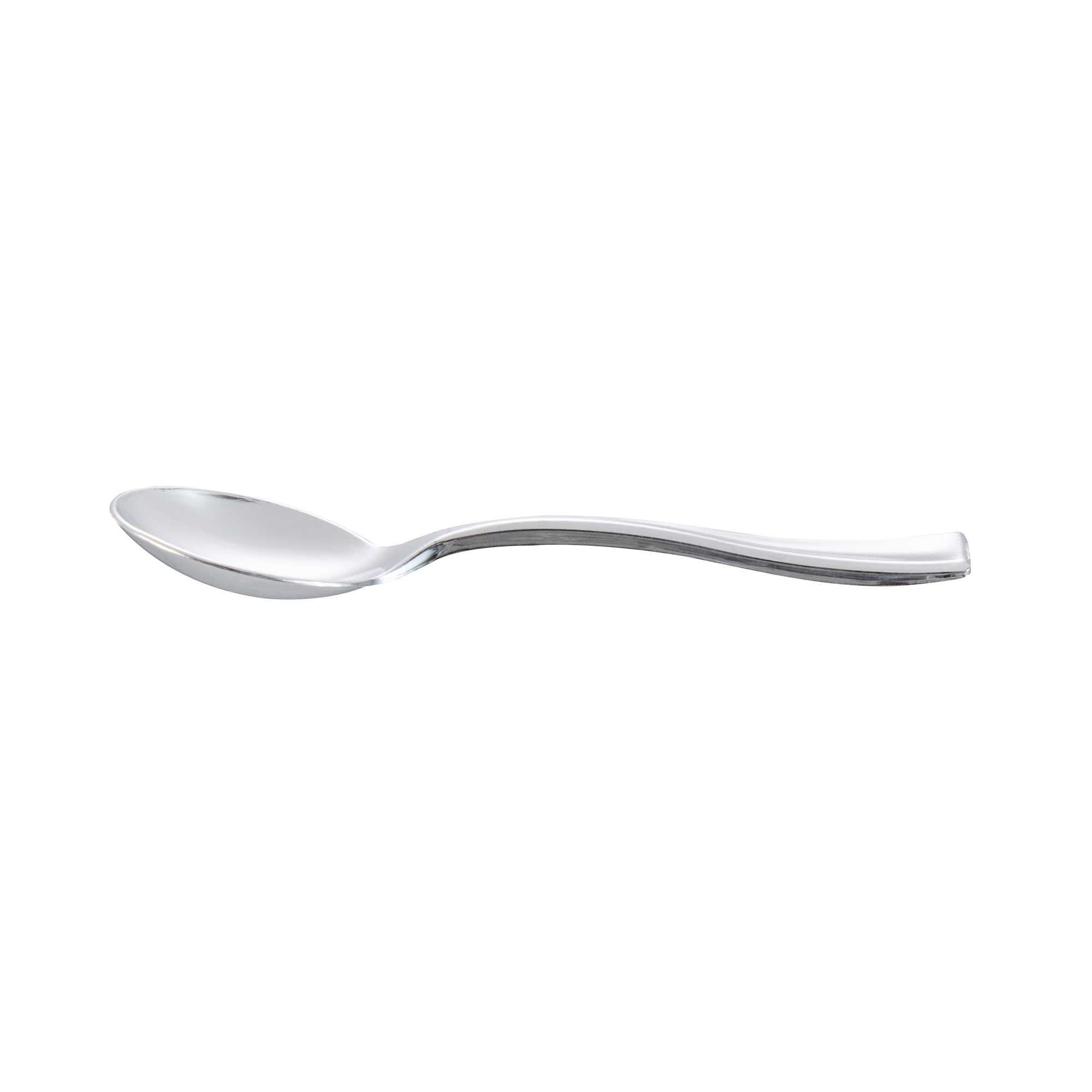 Mini Serve Silver Plastic Mini Spoon - 4" - 500 count box