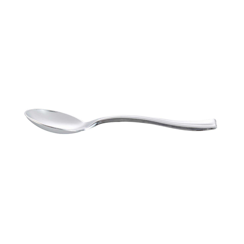 Mini Serve Silver Plastic Mini Spoon - 4" - 100 count box