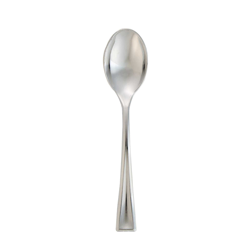 Mini Serve Silver Plastic Mini Spoon - 4" - 100 count box