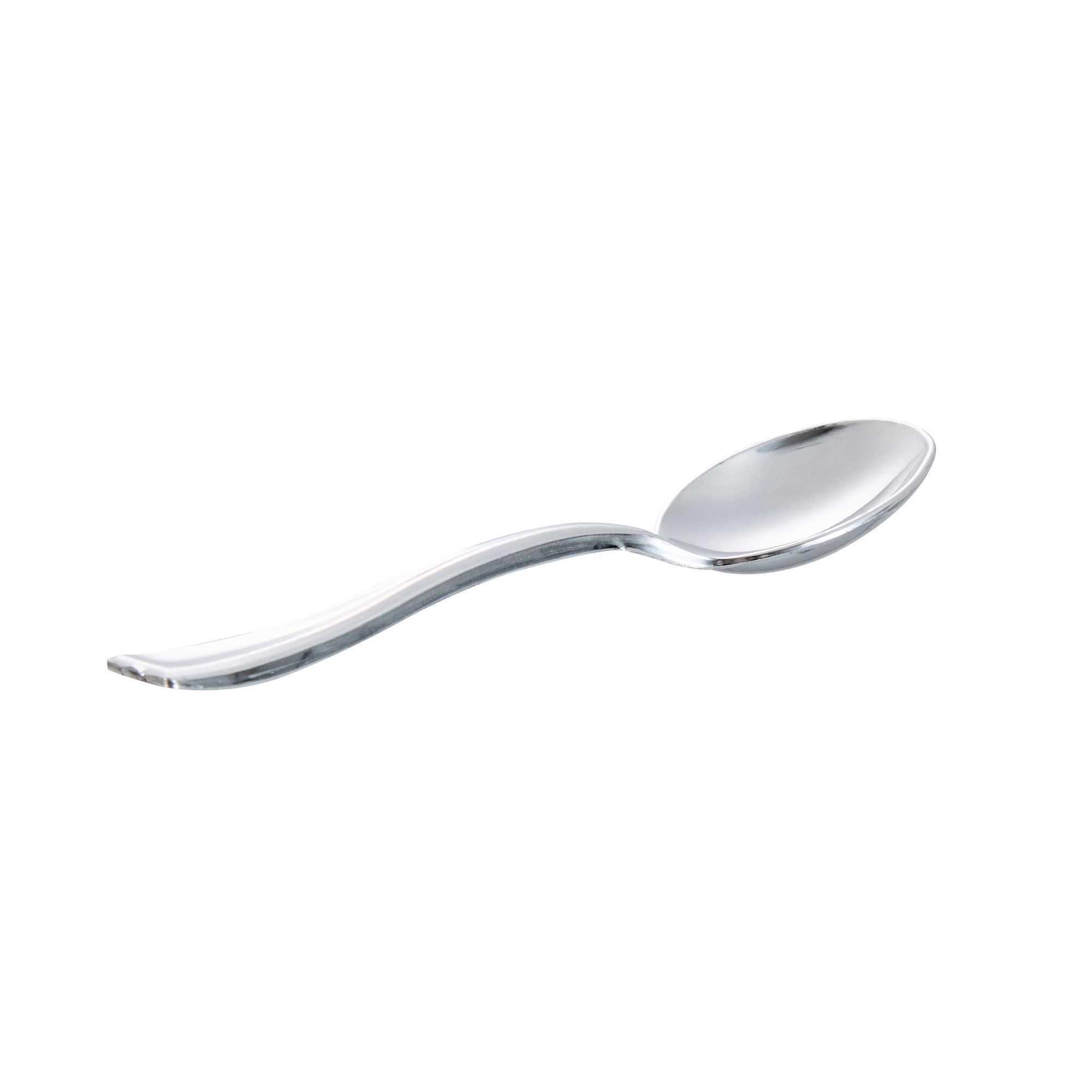Mini Serve Silver Plastic Mini Spoon - 4" - 100 count box