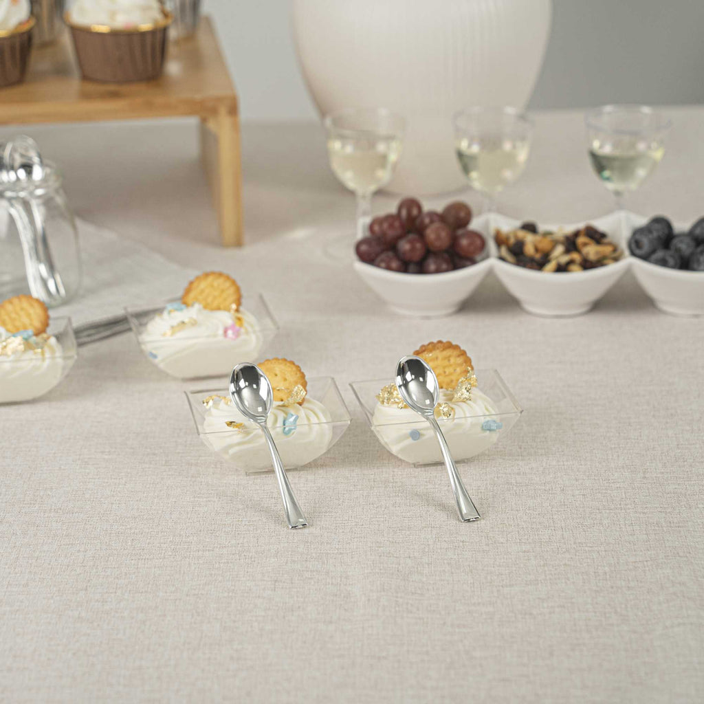 Mini Serve Silver Plastic Mini Spoon - 4" - 100 count box