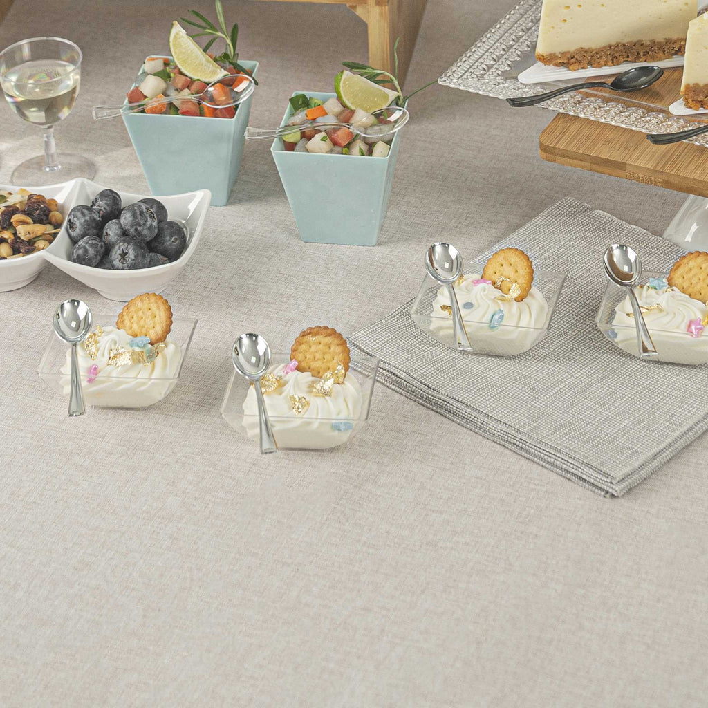 Mini Serve Silver Plastic Mini Spoon - 4" - 100 count box