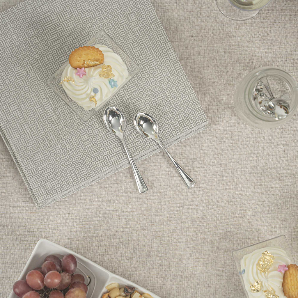 Mini Serve Silver Plastic Mini Spoon - 4" - 100 count box
