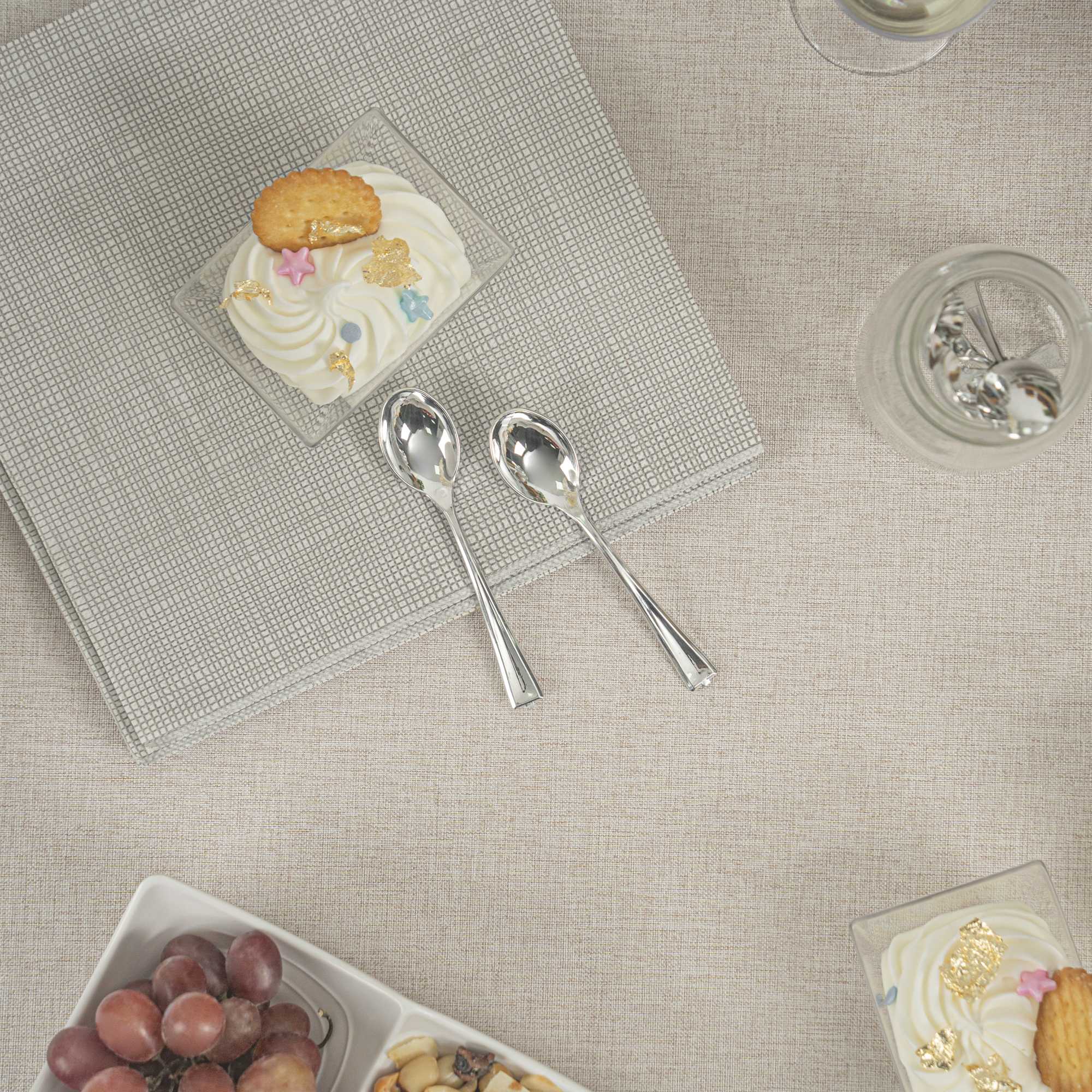 Mini Serve Silver Plastic Mini Spoon - 4" - 100 count box