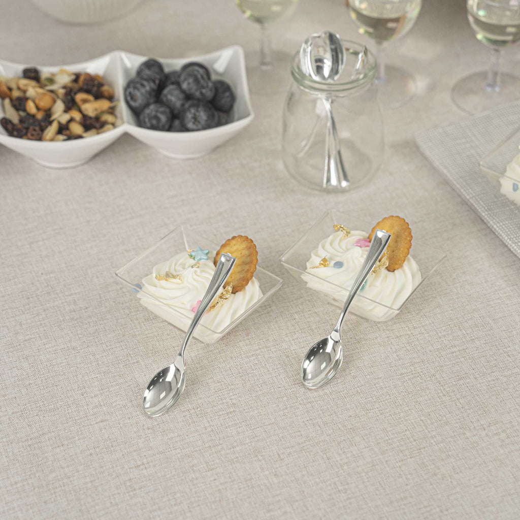 Mini Serve Silver Plastic Mini Spoon - 4" - 500 count box