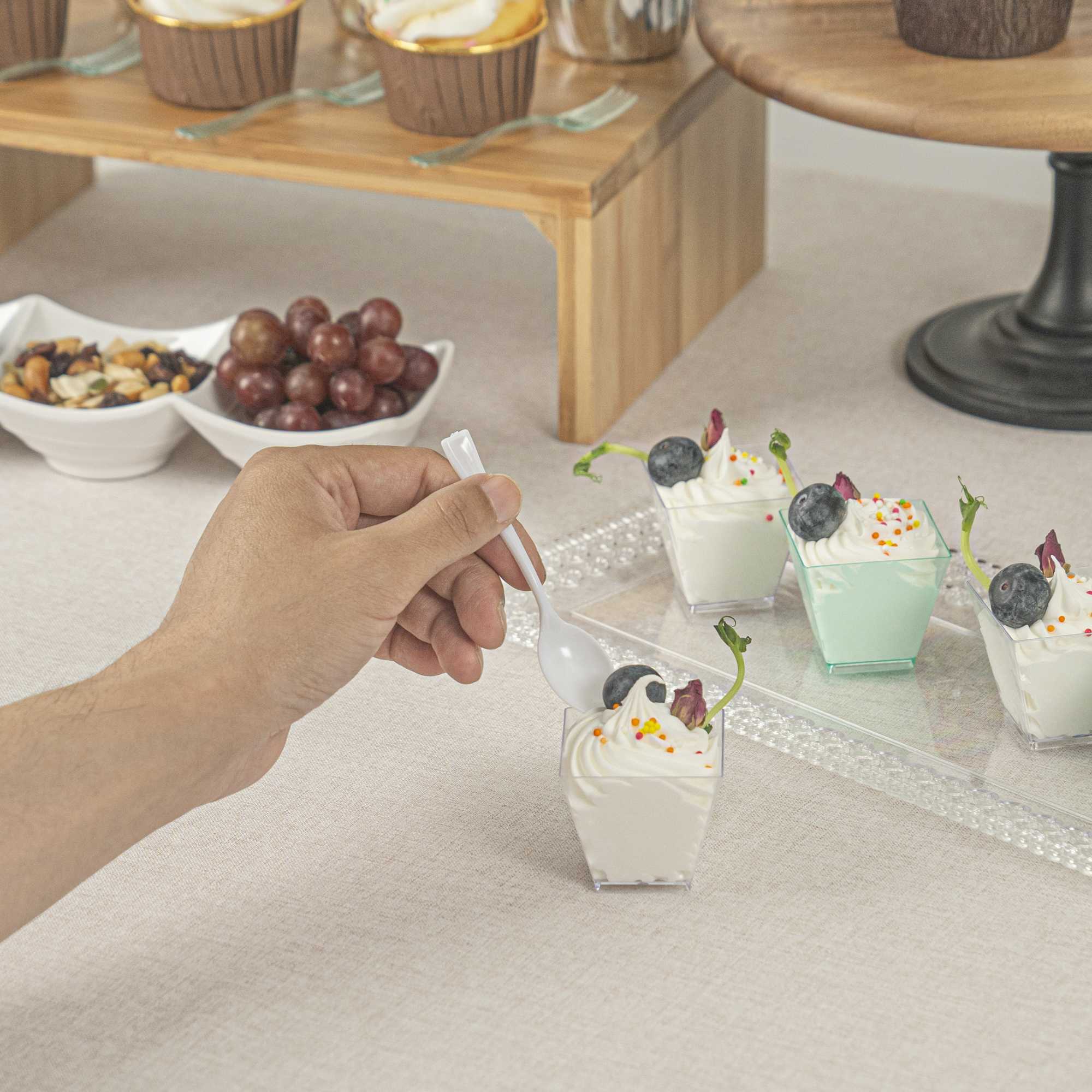 Mini Serve White Plastic Mini Spoon - 4" - 100 count box