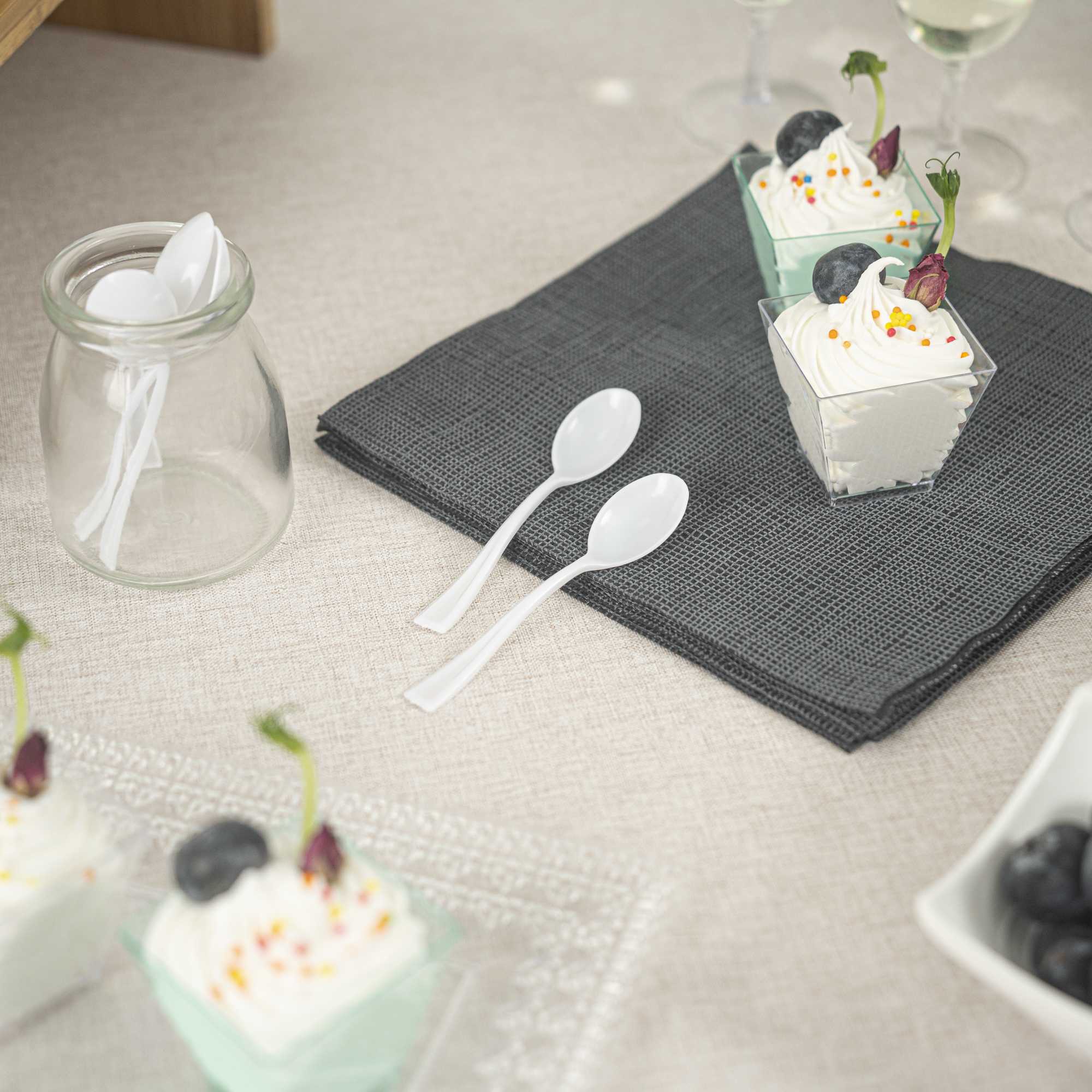 Mini Serve White Plastic Mini Spoon - 4" - 100 count box