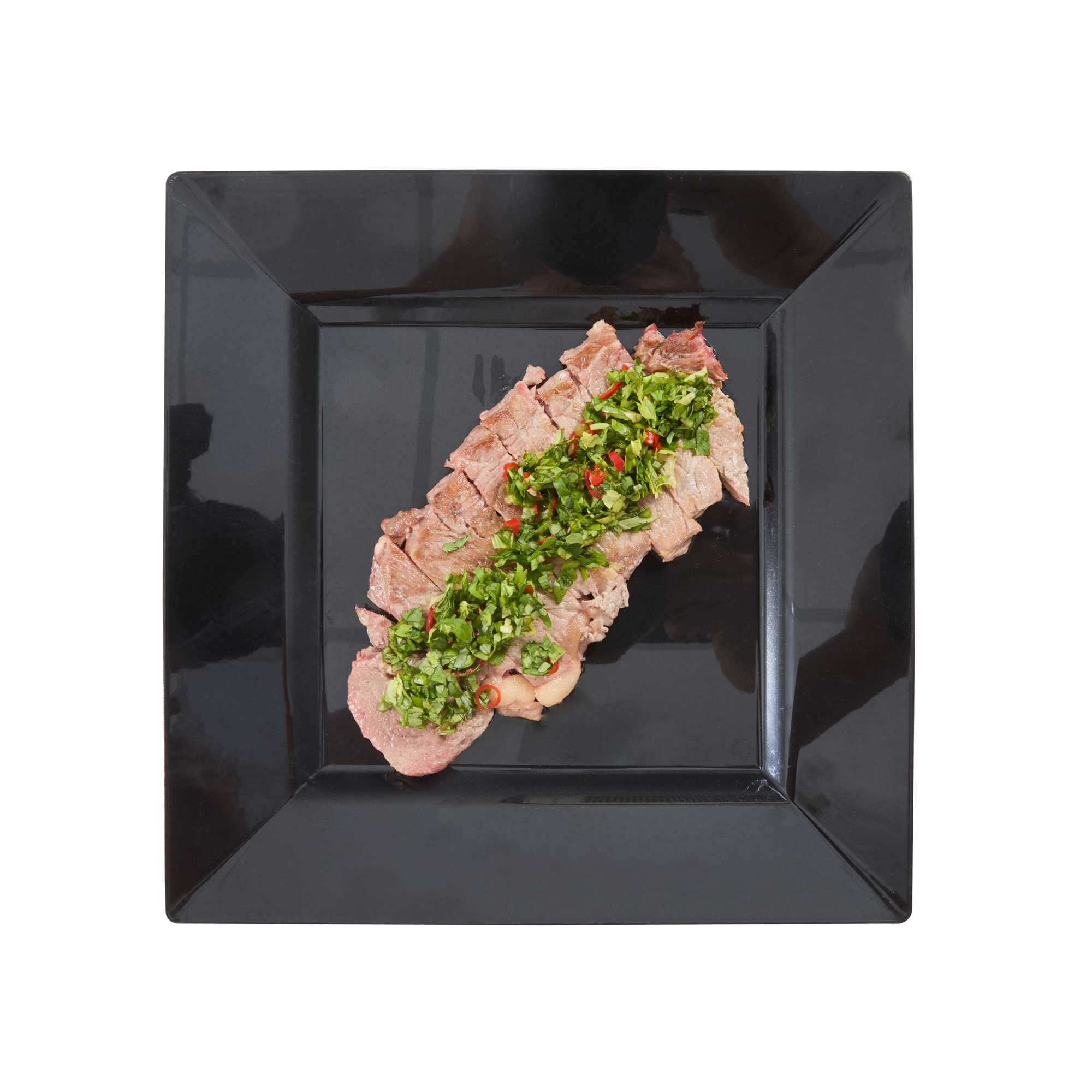 Maxi Serve Square Black Plastic Modern Plate - 9 1/2" x 9 1/2" x 1/2" - 100 count box