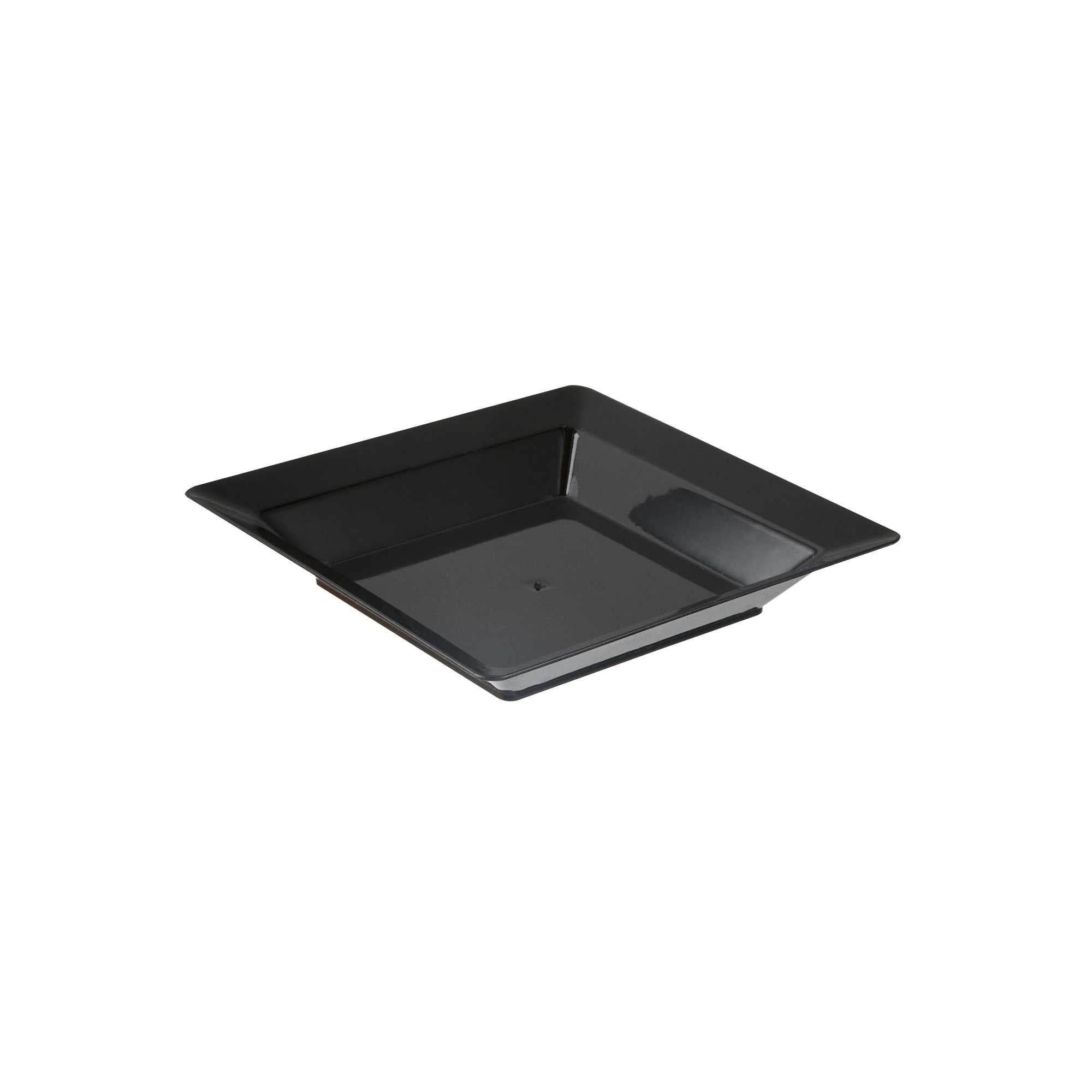 Mini Serve Square Black Plastic Plate - 4 1/4" x 4 1/4" x 1/2" - 100 count box