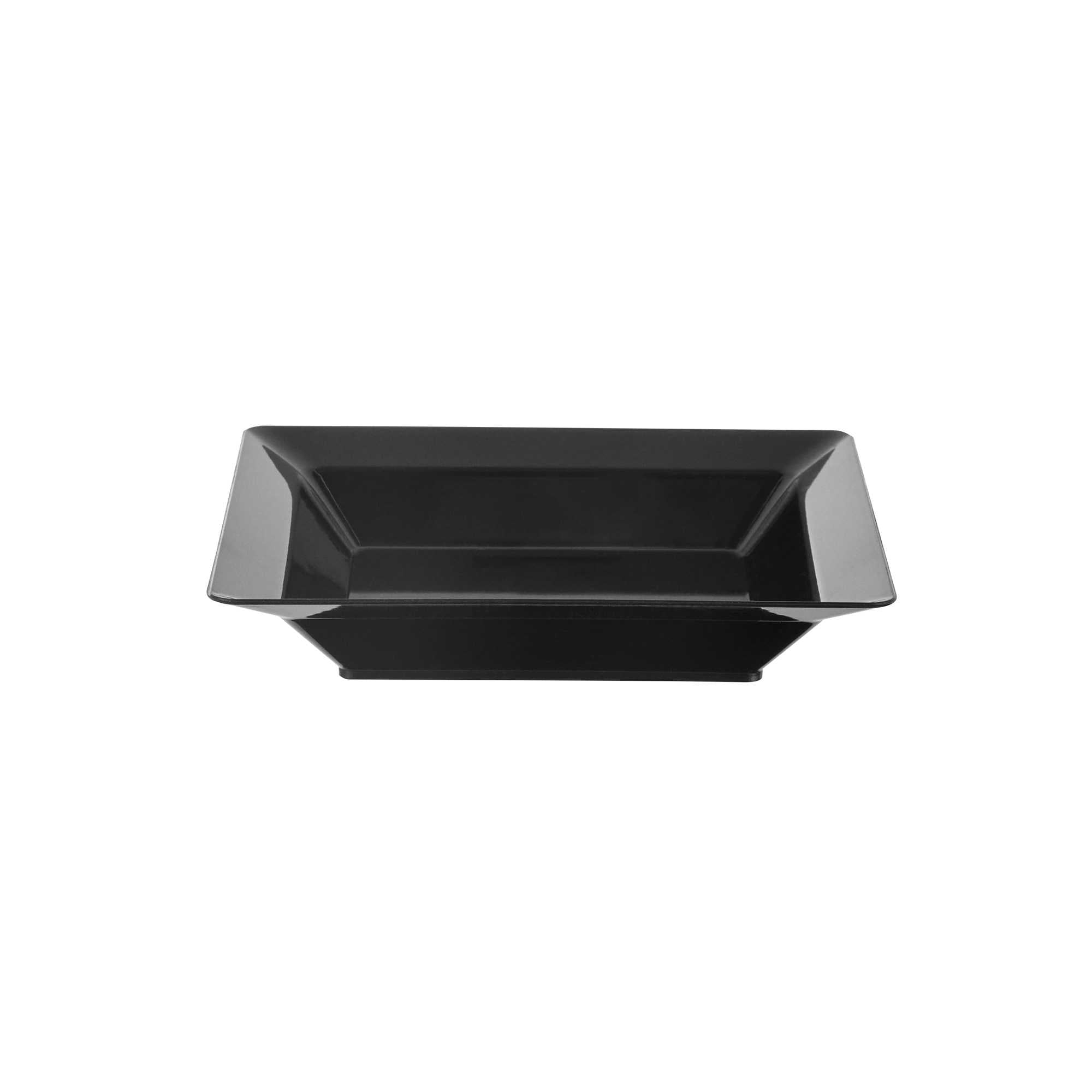 Mini Serve Square Black Plastic Plate - 4 1/4" x 4 1/4" x 1/2" - 100 count box