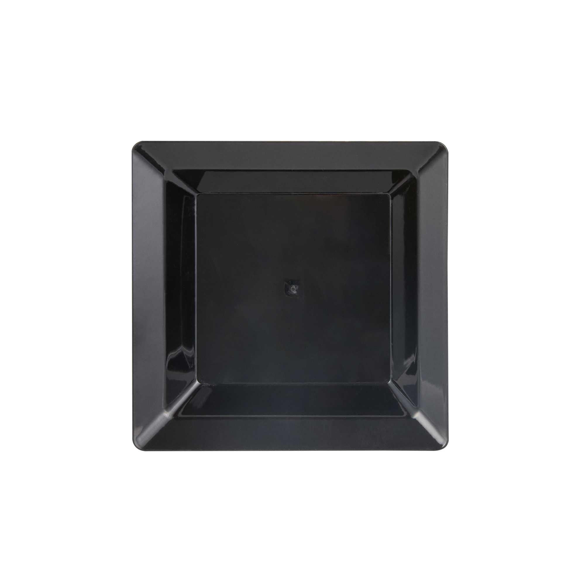 Mini Serve Square Black Plastic Plate - 4 1/4" x 4 1/4" x 1/2" - 100 count box