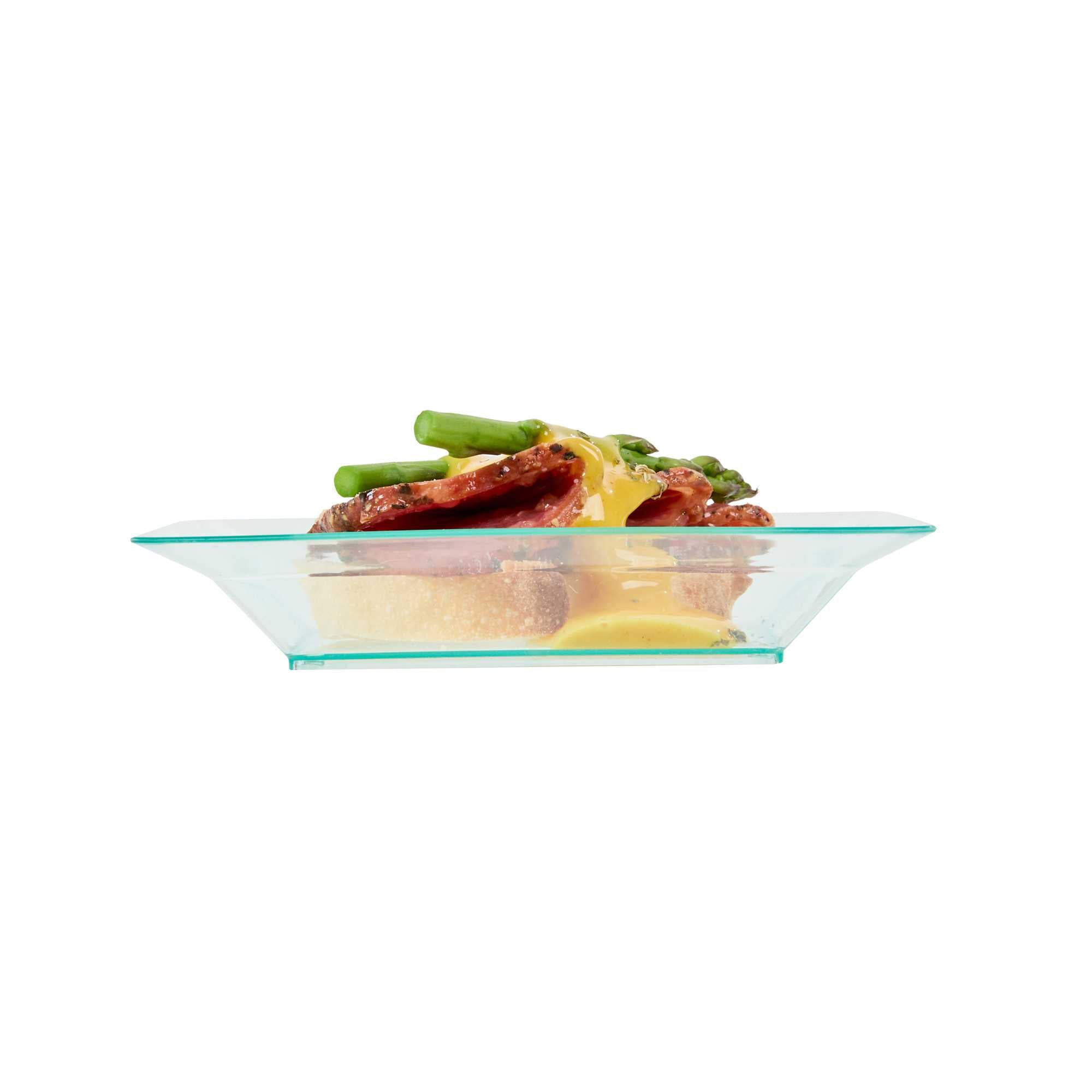 Mini Serve Square Seagreen Plastic Plate - 4 1/4" x 4 1/4" x 1/2" - 100 count box