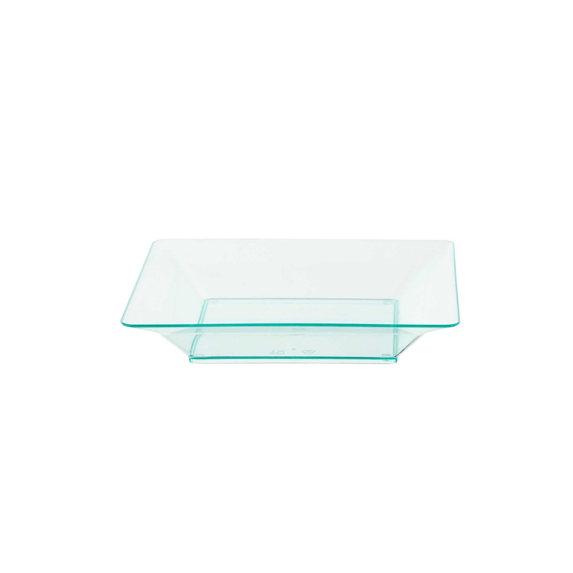 Mini Serve Square Seagreen Plastic Plate - 4 1/4" x 4 1/4" x 1/2" - 100 count box