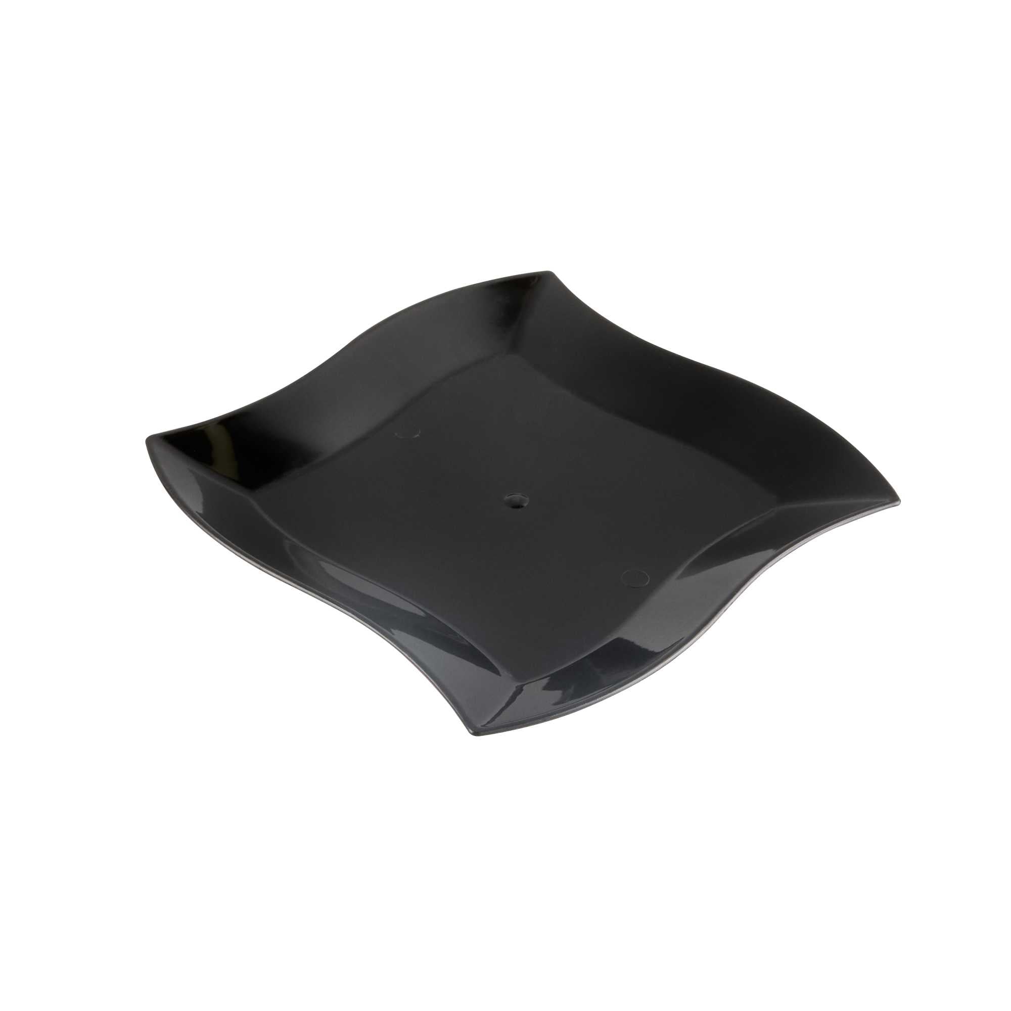 Maxi Serve Square Black Plastic Medium Aqua Plate - 7" x 7" x 1/2" - 100 count box